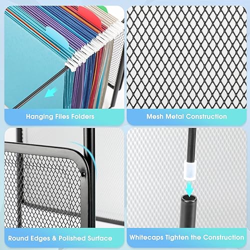 Miniatura 7 de MaxGear Organizador de archivos colgante, soporte de archivos de tamaño carta, caja de archivos de malla metálica para escritorio de almacenamiento
