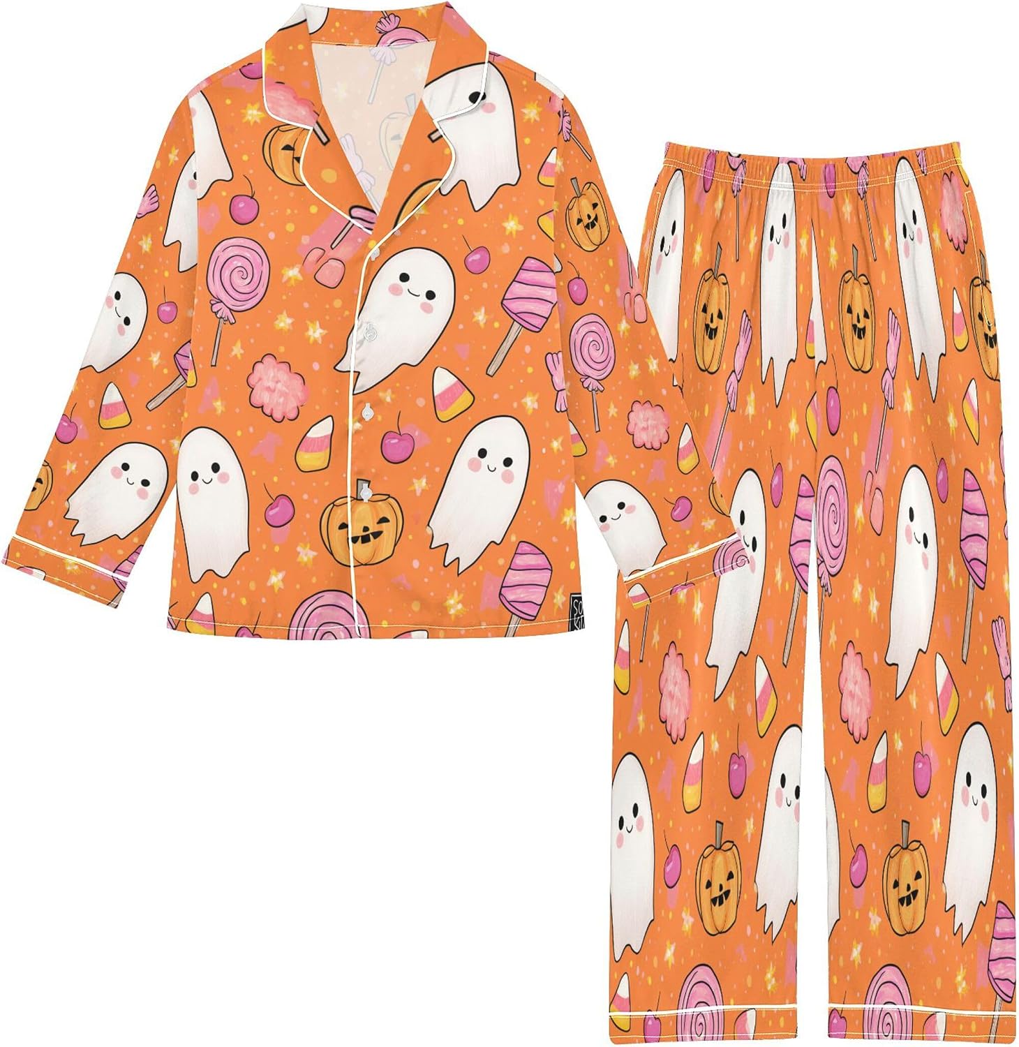 Silk Pajama Sets Long Sleeve Pajamas Soft Sleepwear 2 Piece Pjs Set
