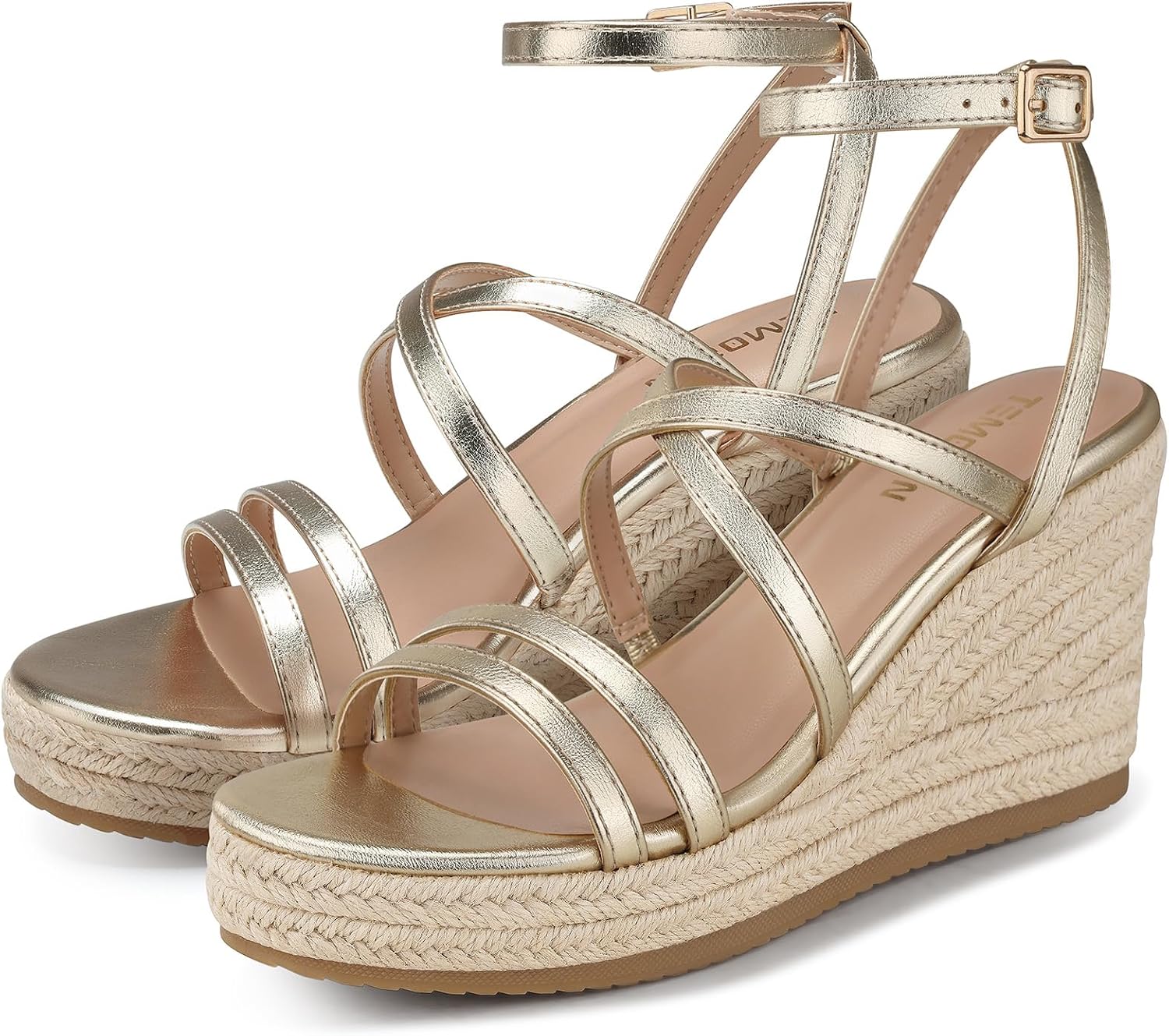 TEMOFON Wedge Sandals for Women Espadrilles: Comfortable Open Toe Strappy Platform Sandals Dressy Summer Ankle Strap Wedges Heels Shoes