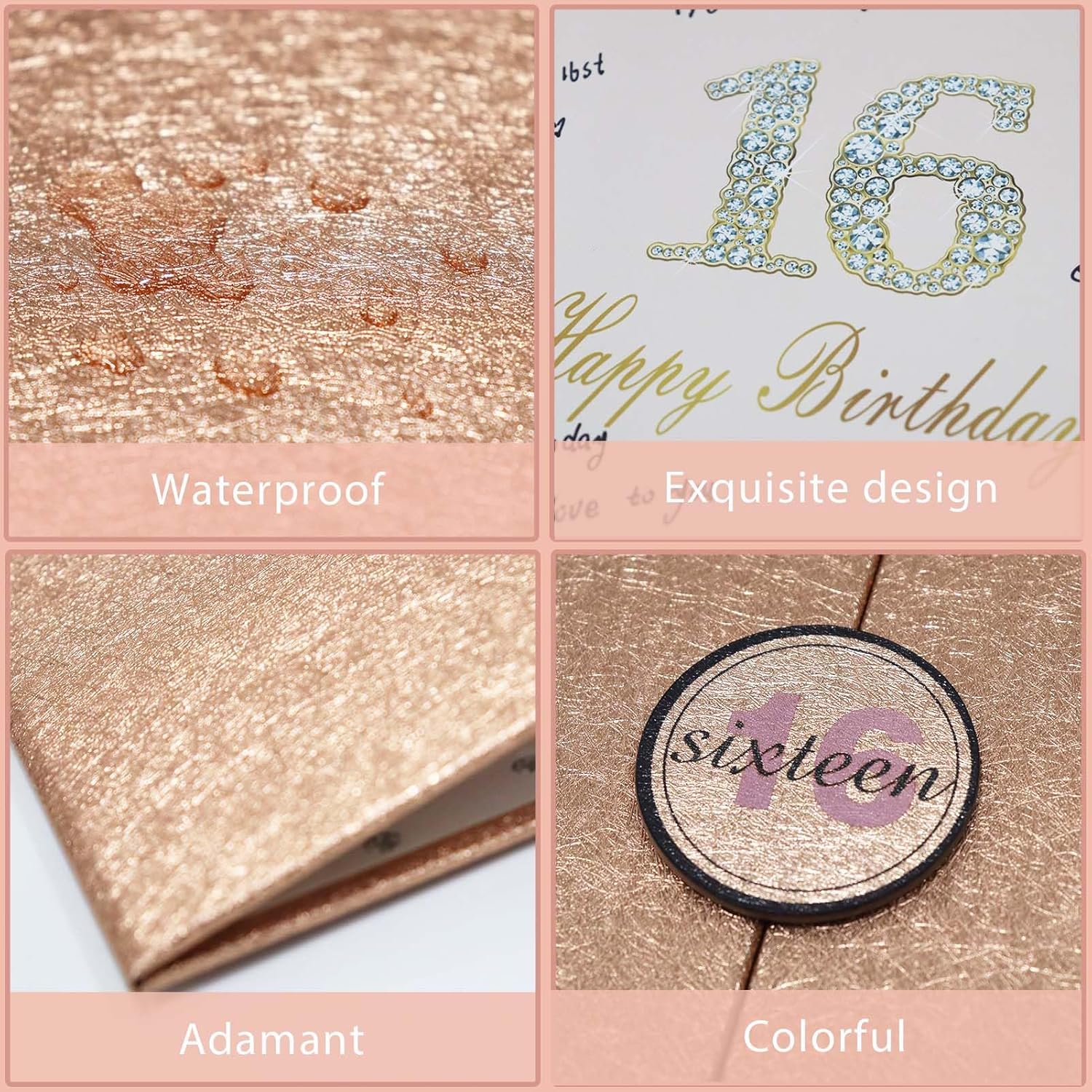 Crenics Sweet 16 Birthday Decorations, Creative Rose Gold 16th Birthday Guest Book Alternative, Large 16th Birthday Signature Book 12" x 18", Great 16 Years Old Birthday Gifts for Girls - Image 3