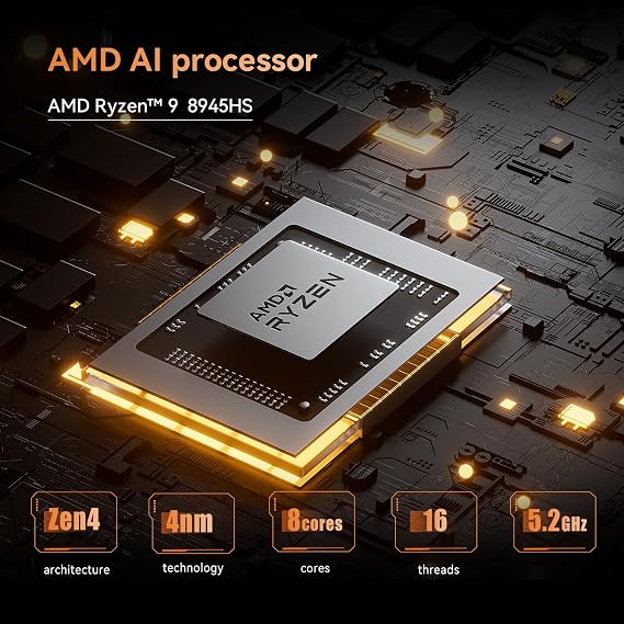 MINISFORUM UM890 برو البسيطة PC، AMD Ryzen 9 8945HS (حتى 5.2 جيجا هرتز) أجهزة الكمبيوتر الصغيرة، 32 GB DDR5 5600 ميجا هرتز RAM & 1 TB PCIe 4.0 SSD، ميني سطح المكتب رباعية عرض HDMI/DP1.4/USB-C، AMD راديون 780 M/دوال لان 2.5 G