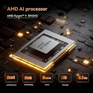 MINISFORUM UM890 برو البسيطة PC، AMD Ryzen 9 8945HS (حتى 5.2 جيجا هرتز) أجهزة الكمبيوتر الصغيرة، 32 GB DDR5 5600 ميجا هرتز RAM & 1 TB PCIe 4.0 SSD، ميني سطح المكتب رباعية عرض HDMI/DP1.4/USB-C، AMD راديون 780 M/دوال لان 2.5 G