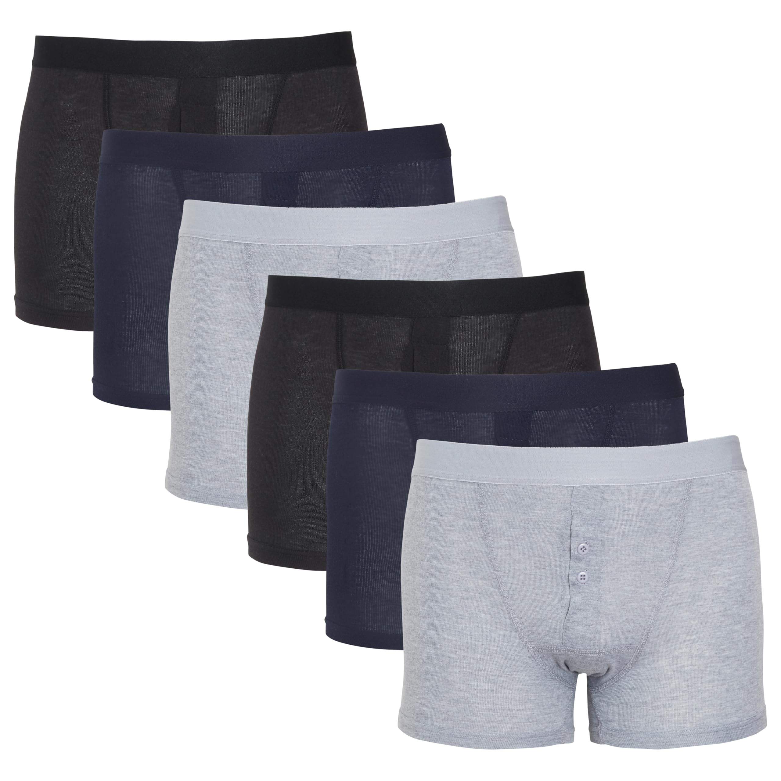 Sock Stack Men's Black Navy Grey Boxer Short Boxers Cotton Stretch Boxershorts Underwear For 6 Pairs, -Large Mb09