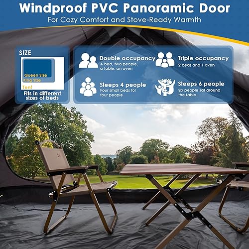 Miniatura 2 de Tienda de campaña inflable con bomba de aire eléctrica, Oxford resistente 420D, inflado automático de 5 minutos, tragaluz panorámico de observación