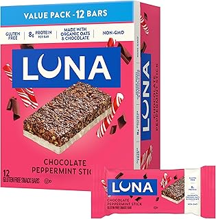 Chocolate Peppermint Stick Flavor - Gluten Free Snack Bars - Non-GMO - Protein Bars - Made with Organic Oats - Value Pack (12 Pack)