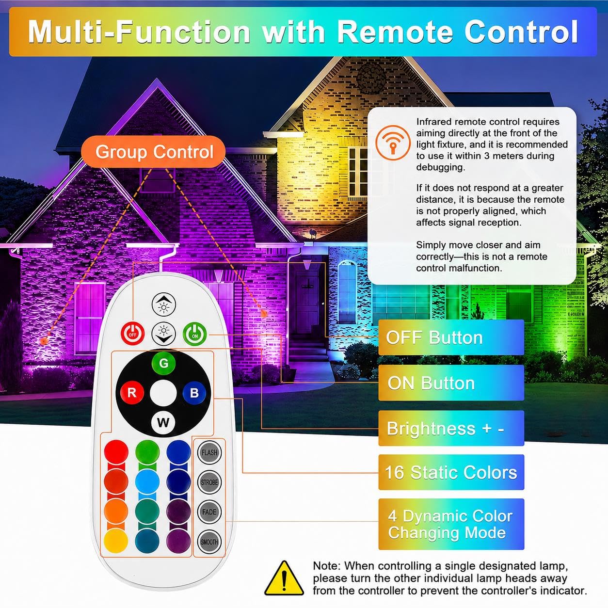 T-SUNUS Gartenstrahler LED RGB, 6er Gartenbeleuchtung RGB 12V mit Fernbedienung, IP65 Wasserdicht 16 Farben und 4 Modi, Gartenleuchte mit Erdspieß für Außen Weg Garten Weihnachten