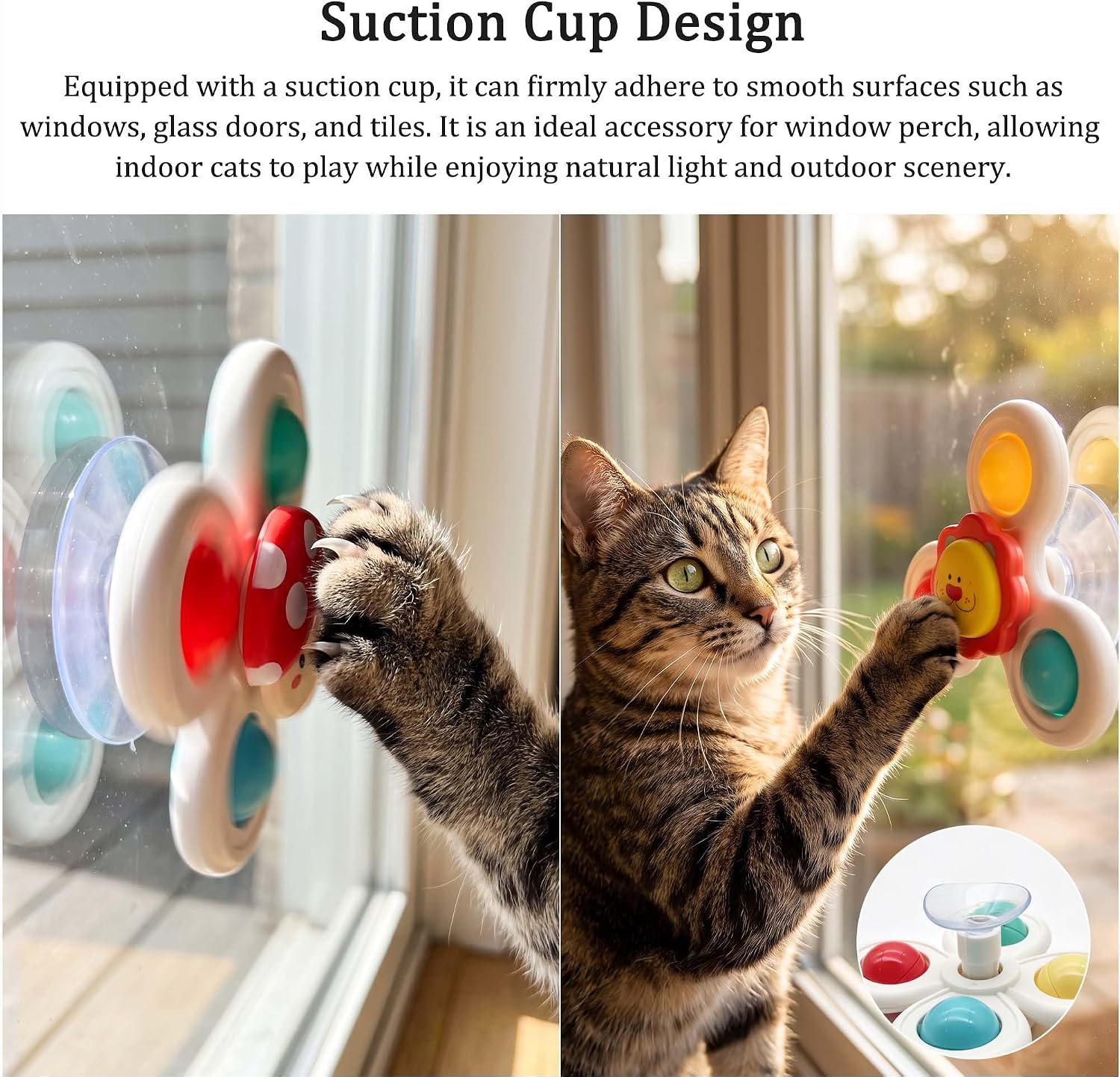 3 Pack Suction Cup Spinning Toy for Cats – 360° Spinning Interactive image 2