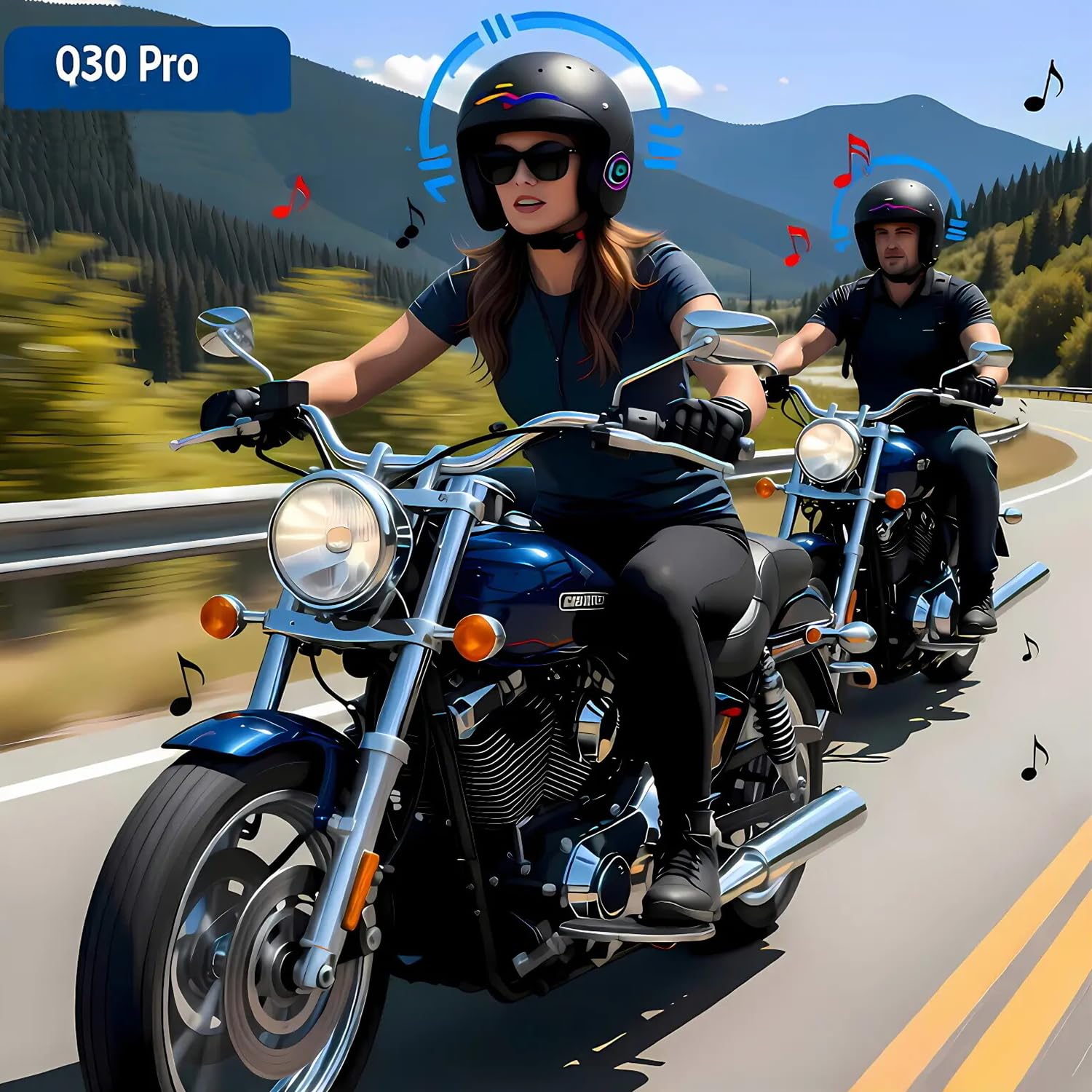 YMY Casque de moto Bluetooth amovible, 2 voies, 500 m, interphone 2 conducteurs avec suppression du bruit CVC, 2 types de micros, radio FM étanche pour VTT/motoneige (1)