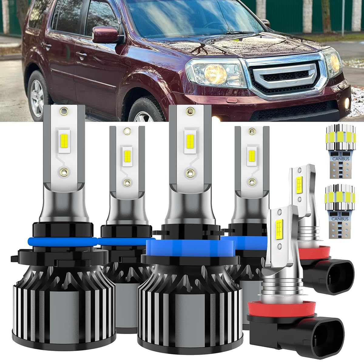AYOTZIH Bulbs Fit For Honda Pilot 2006-2018, High Beams Low Beams Fog Lights