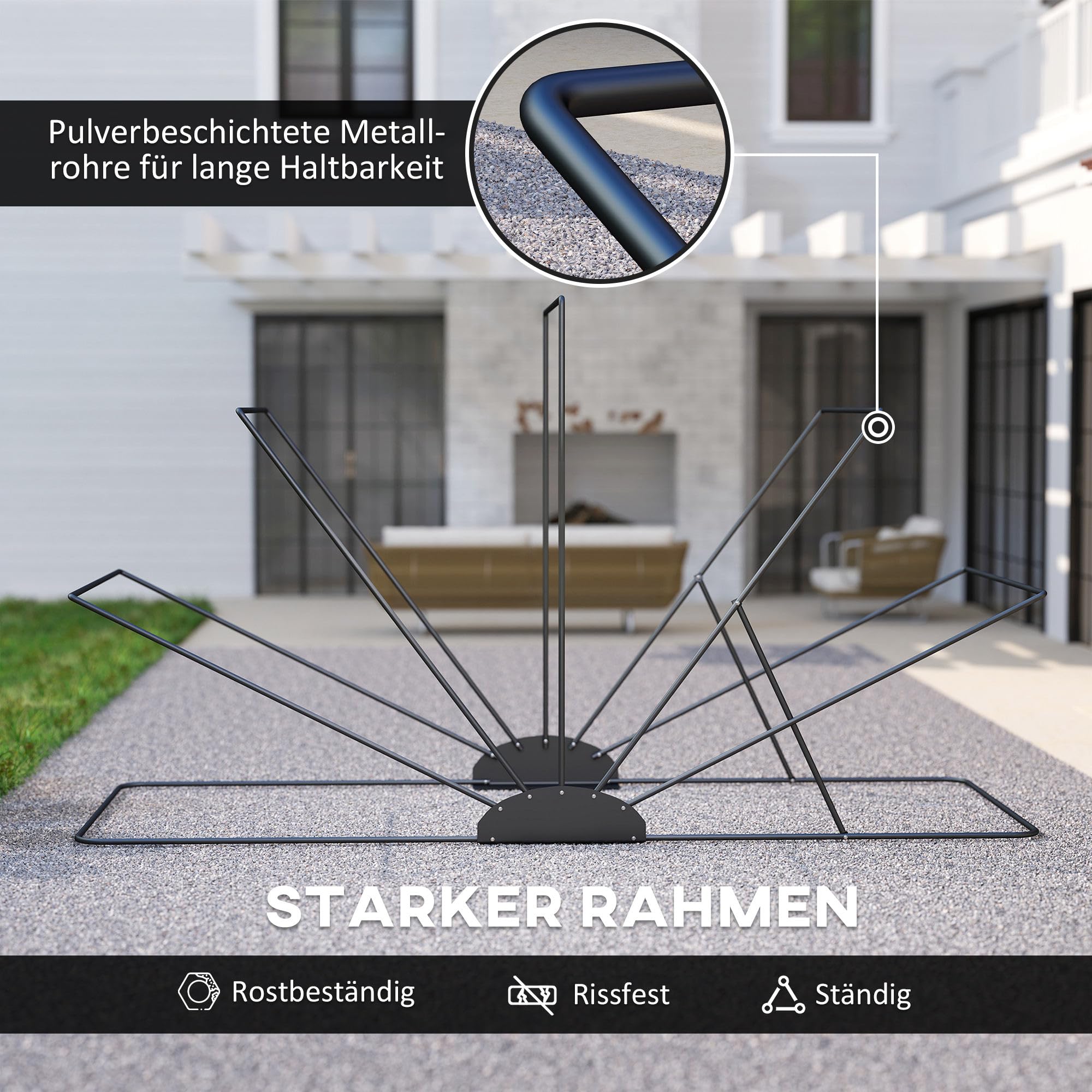 Outsunny Motorrad Abdeckplane Faltbar Outdoor Motorradabdeckung mit Fenster Wasserdicht Motorradgarage Oxford Stoff Motorradplane Abdeckung für 2 Motorräder Motorroller 345cmx135cmx191cm Schwarz