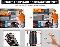 Vista 6 de Estantes de almacenamiento resistentes de 6 niveles, estantes ajustables NSF para garaje con ruedas y pies ajustables, estantes independientes