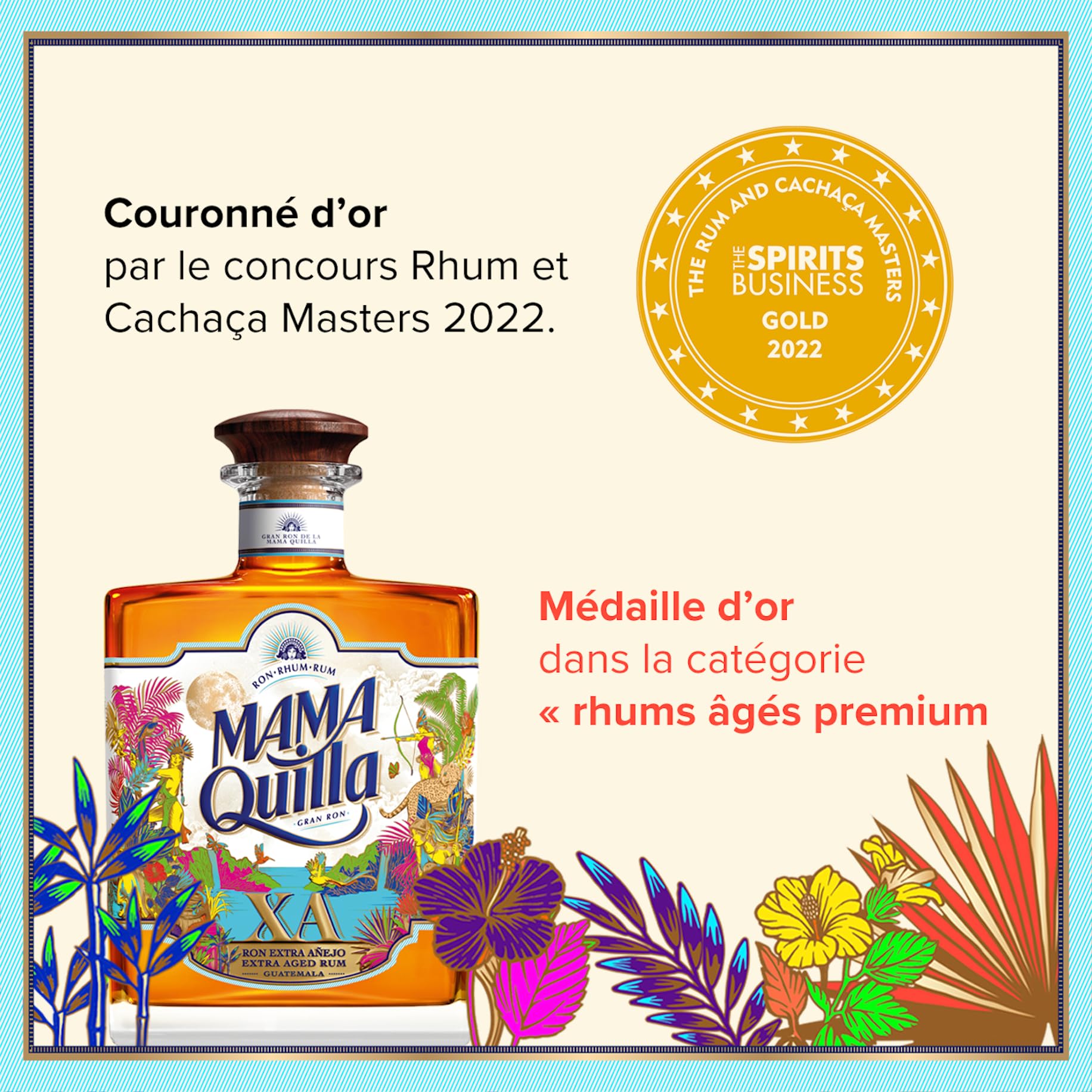 MAMA QUILLA - Rhum Vieux XA - Médaille d’or Rum & Cachaça Masters 2022 - 40 % Alcool - Origine : Guatemala - Bouteille de 70 cl