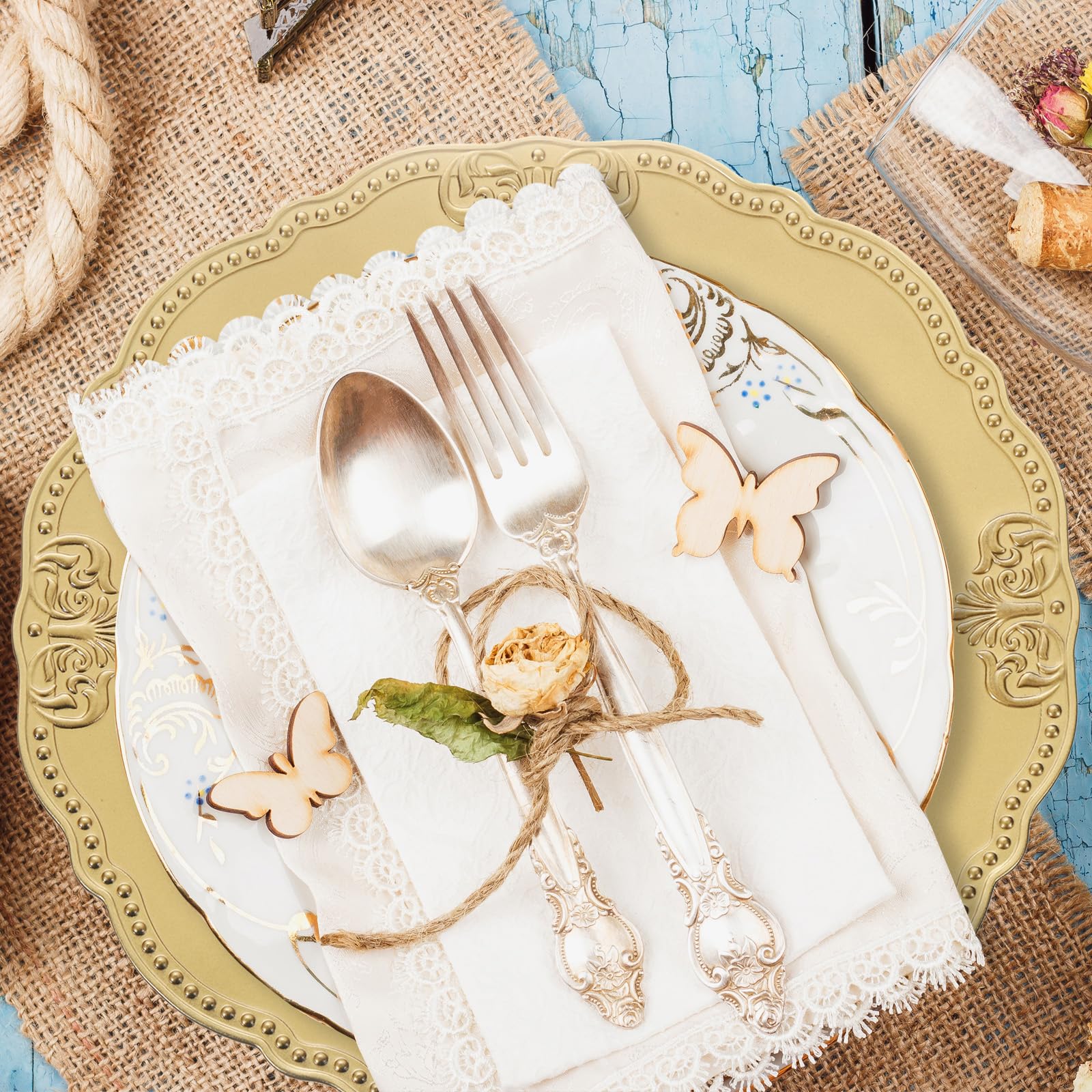 uxcell Lot de 6 assiettes rondes en plastique de 33 cm pour table de mariage, fête, événement, décoration de table