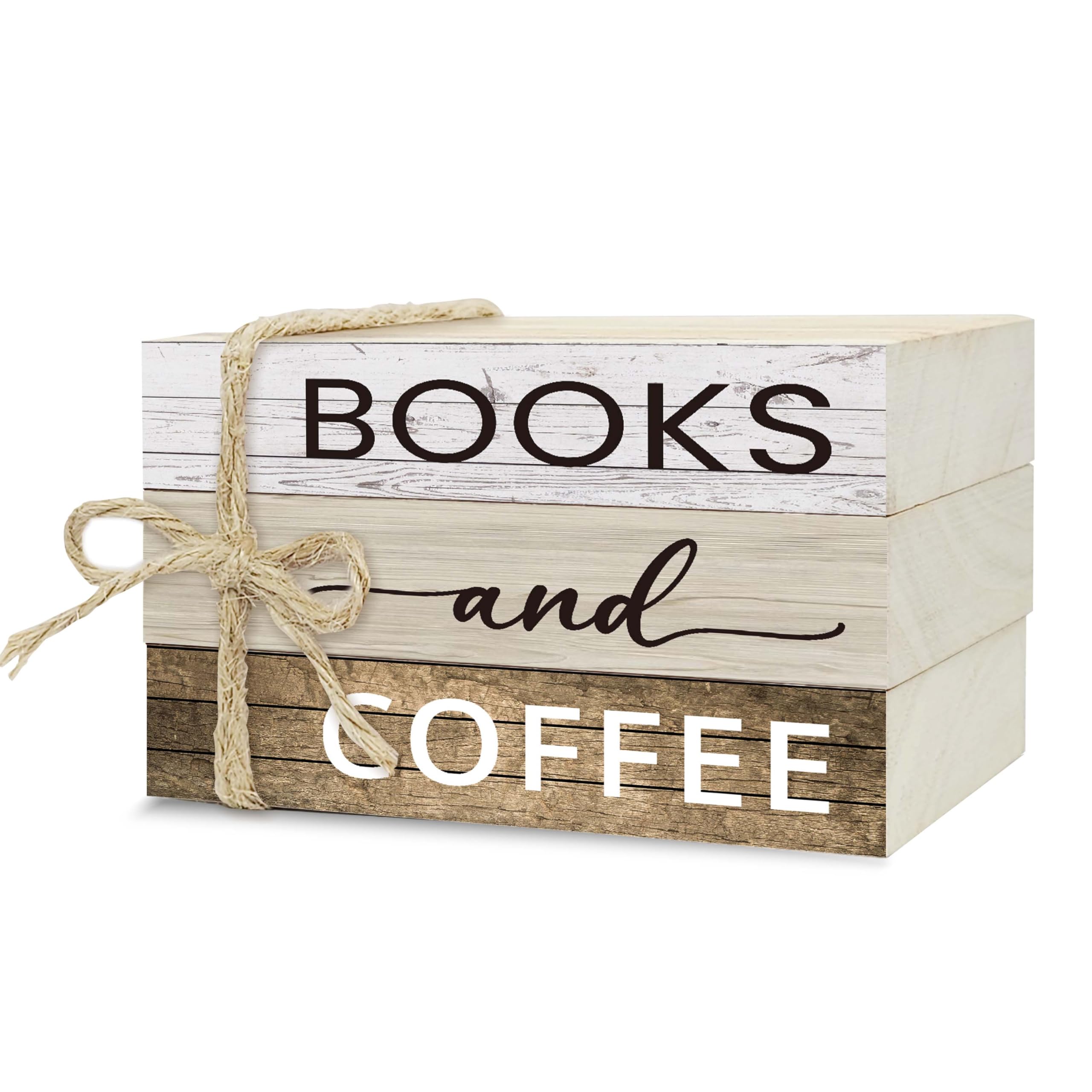 Decorative Books For Home Decor, Wood Book Stack For Table Decor, Books And Coffee Decor Books For Living Room Bookshelf Office Coffee Bar, Farmhouse