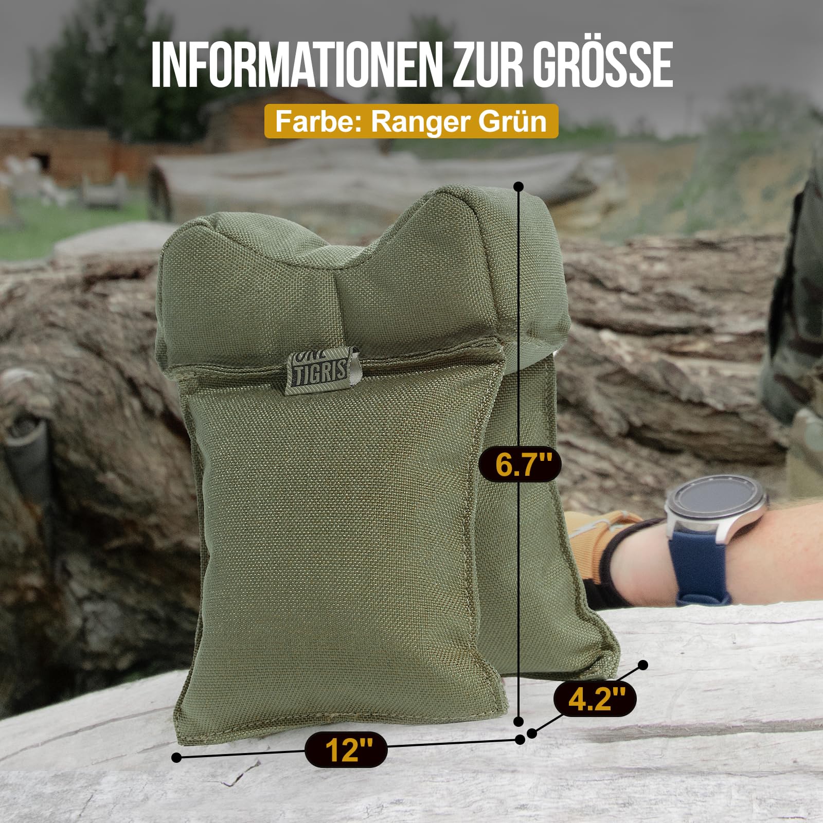 OneTigris Waffenauflage, Befüllte Vorderschaftauflage, Jagd-Ruhetasche Gewehrauflage für Outdoor Jagd, Schießstand, Schießsport Zielschießen Üben