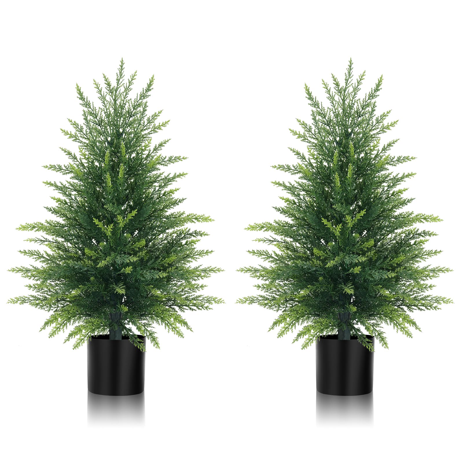 Yangrass 2FT Artificial Cedar Topiary Set