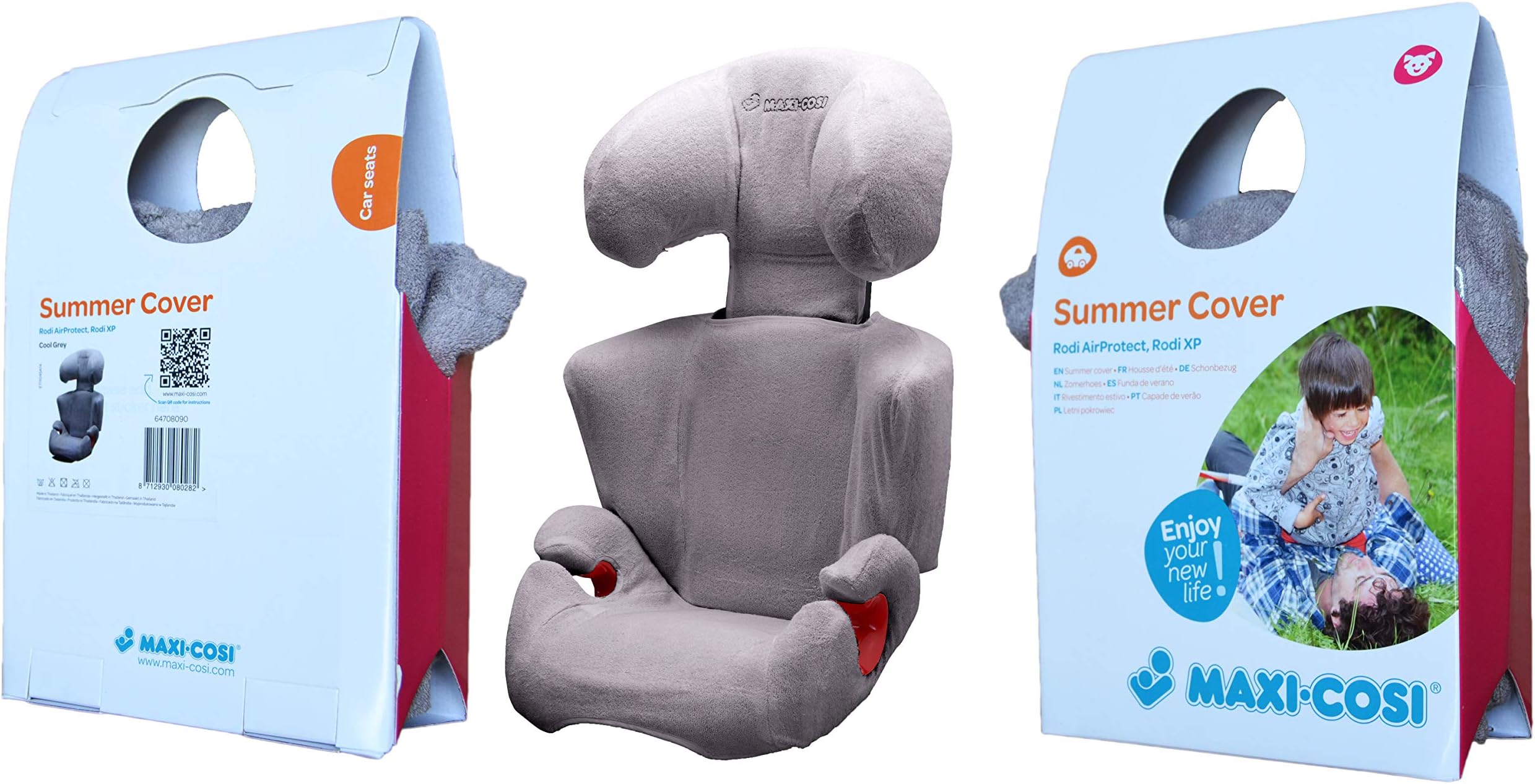 Maxi-Cosi summer cover, suitable for Rodi AP and Rodi XP child seats, protective cover car seat, cover for warm summer days, cool gray, gray (does not fit Rodifix AP)