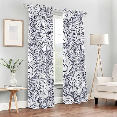 Miniatura 6 de Christmas Geometrical Stripes Snowflakes Blackout Curtain 84 inches Window Curtain Panels for Apartment Bathroom Window Curtain Kitchen Curtains