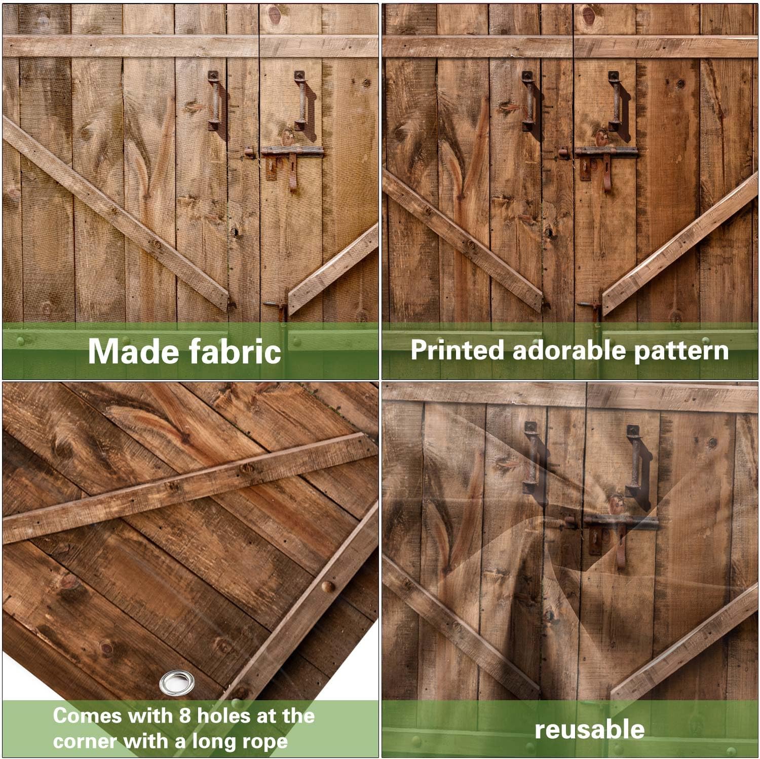 NYMB Farmhouse Barn Door Garage Door Decorations 16X7FT Rustic Wood Countryside Door Cover Garage Door Banner for Outdoor Indoor Wooden Board Outdoor Home Wall Party Decor