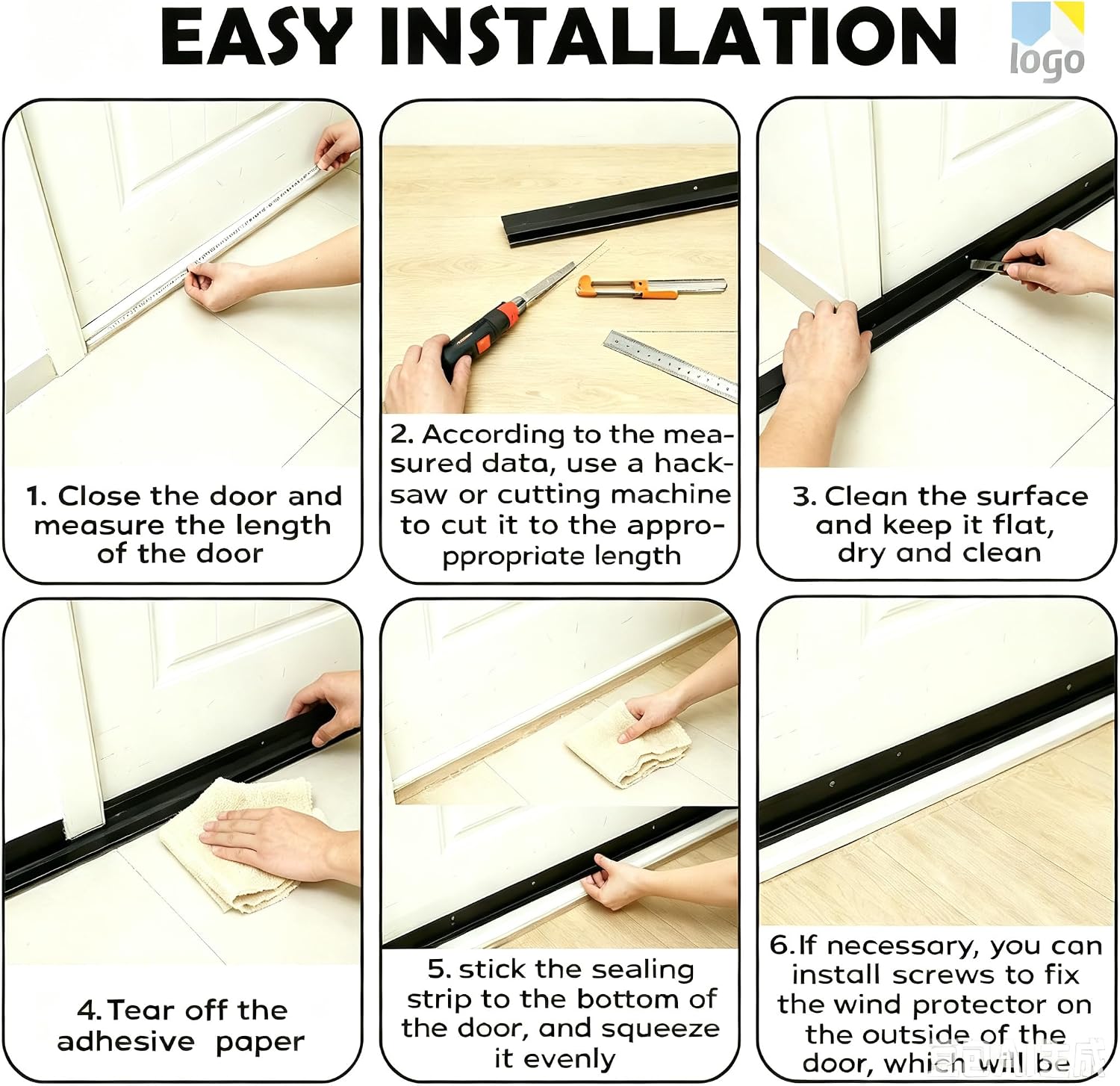 2 Pcs 36 Inches Metal Door Draft Stopper, Heavy Duty Aluminum Black