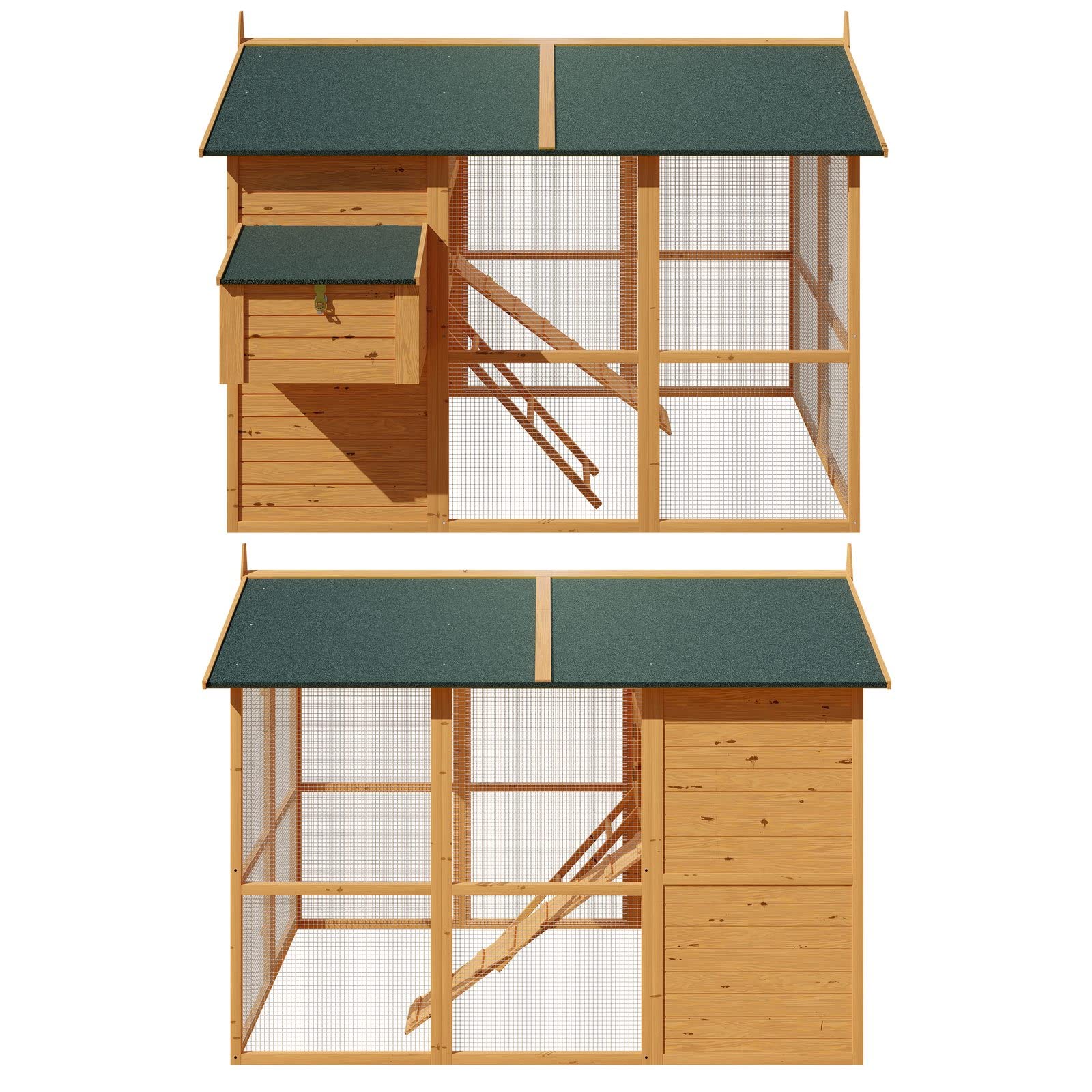 Cadoca Gallinero de Madera 2 Plantas 1,9x1,5m Conejera Caseta Animales Pequeños Caja de Huevos Rampa