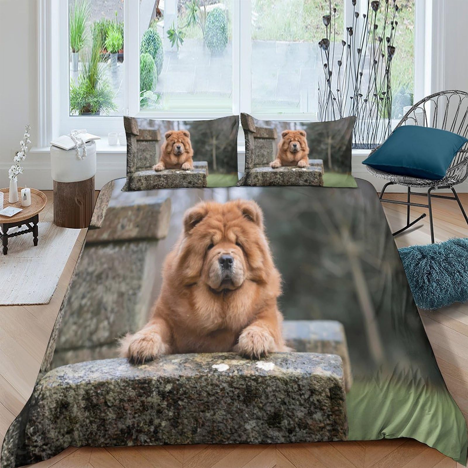 Ctjqhvkz Style-5 3D Printed Brown Chow Chow Fitted Sheet Microfiber Soft Anti-Slip Mattress Cover For Bedroom Guest Room Decor Single（135X200cm）