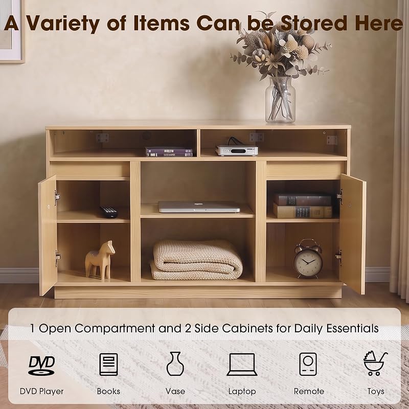 47" Corner TV Stand for TVs up to 55 Inch, Mid Century Entertainment Center image 3
