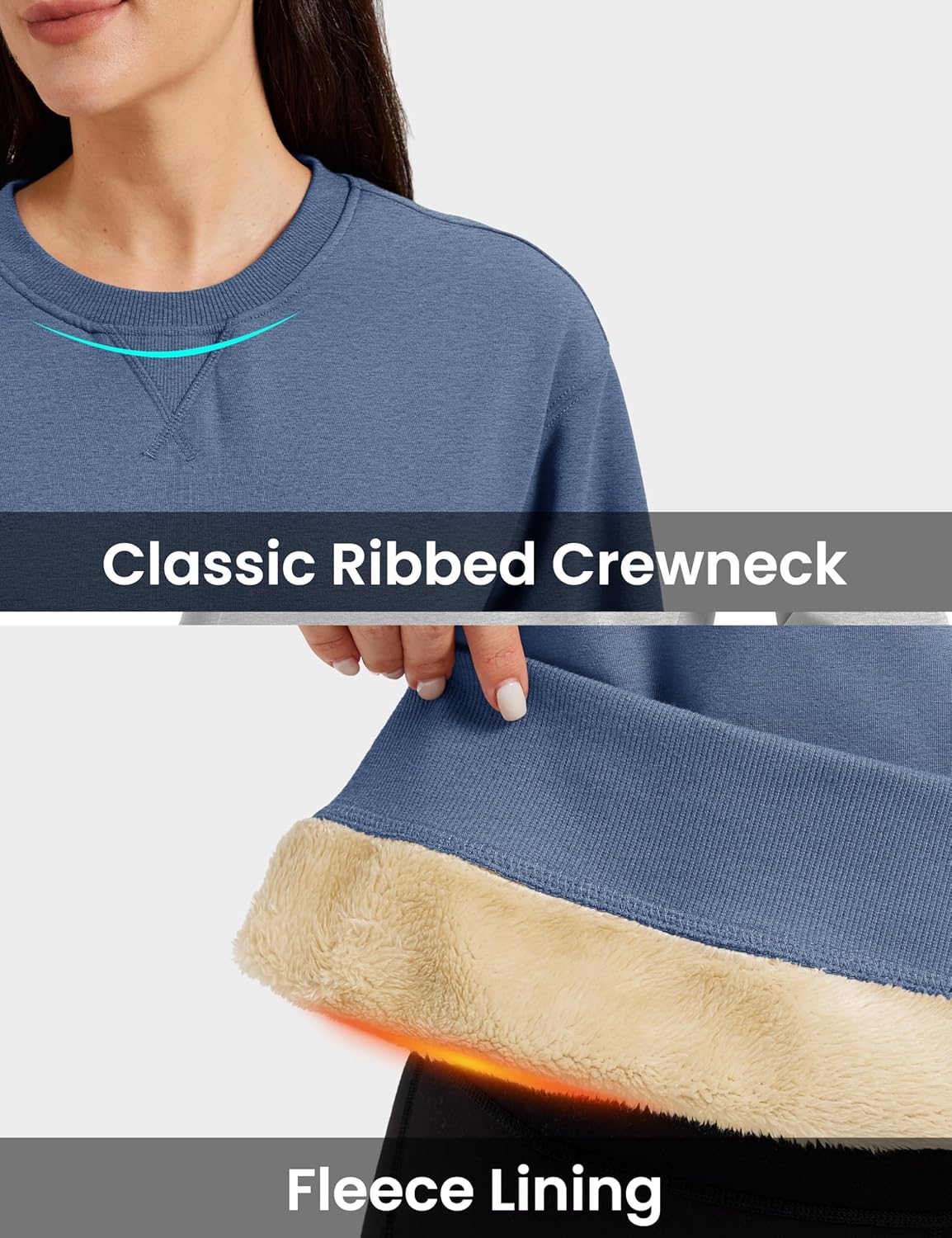 MAGCOMSEN Sweatshirt for Women Fleece Lined Crewneck Loose Fit Winter Warm Trendy Sweaters Long Sleeve Tops
