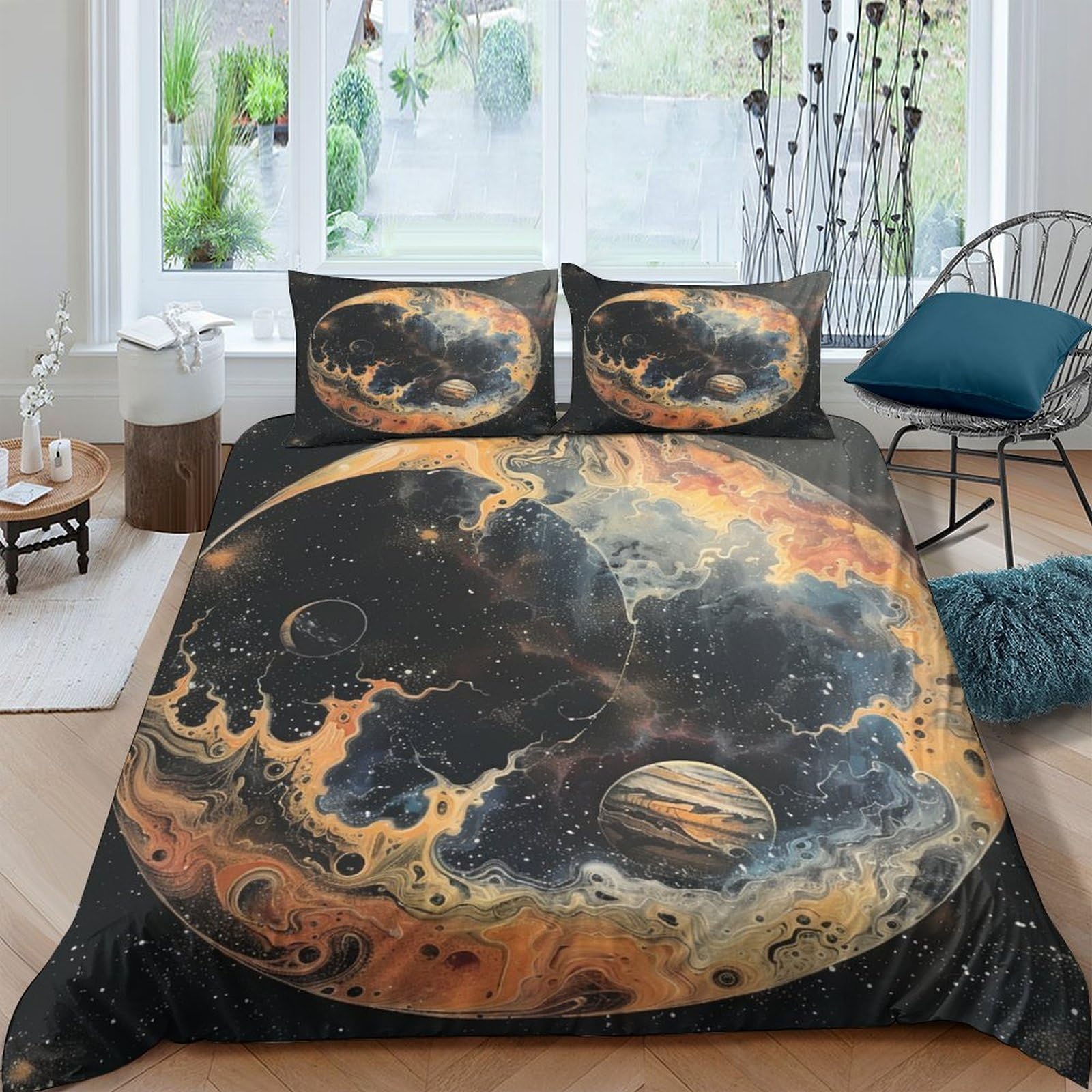 Housse de couette enfant Planet 200x200 cm avec taie d'oreiller imprimée