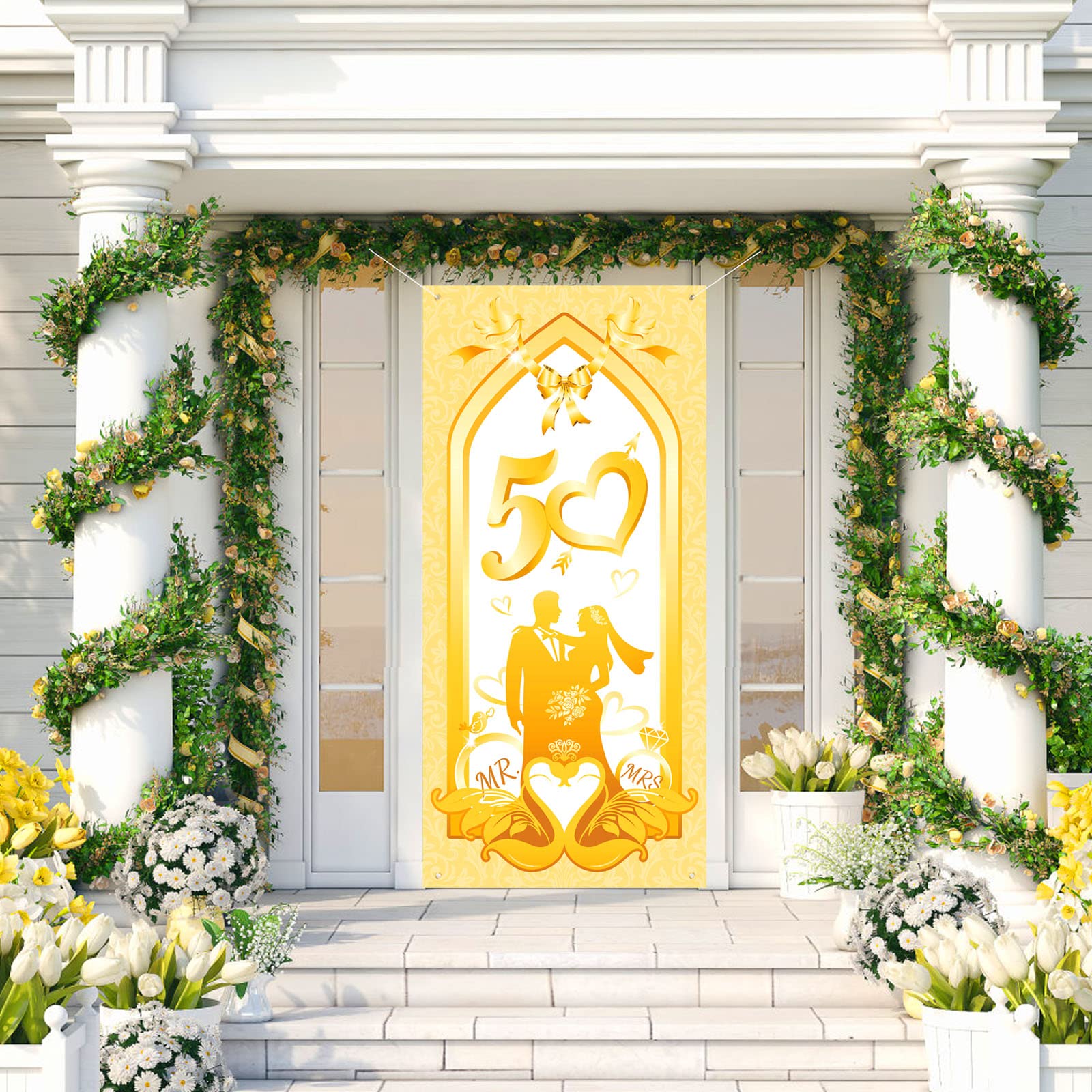 DPKOW Striscione Per 50° Anniversario Matrimonio - Decorazione In Tessuto Per Feste - Foto 6