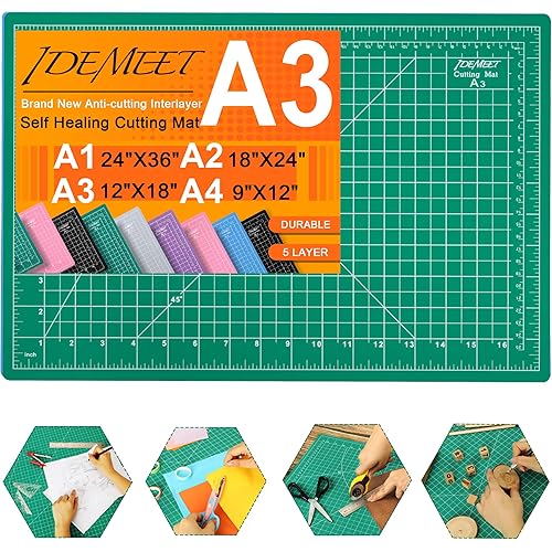 Self Healing Cutting Mat, Density-upgraded 18inch x 12inch Sewing Mat for Crafts, 5-Ply Rotary Cutting Board Double-sided for Cutting Quilting Modeling Projects, Green