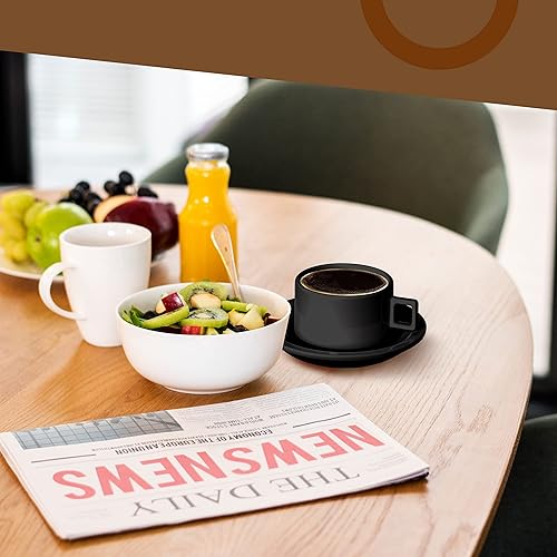 Miniatura 8 de Houseables Juego de tazas de café expreso, apilables, tazas Expresso, 19 piezas, color negro, tazas de café expreso, juego de tazas y platillos