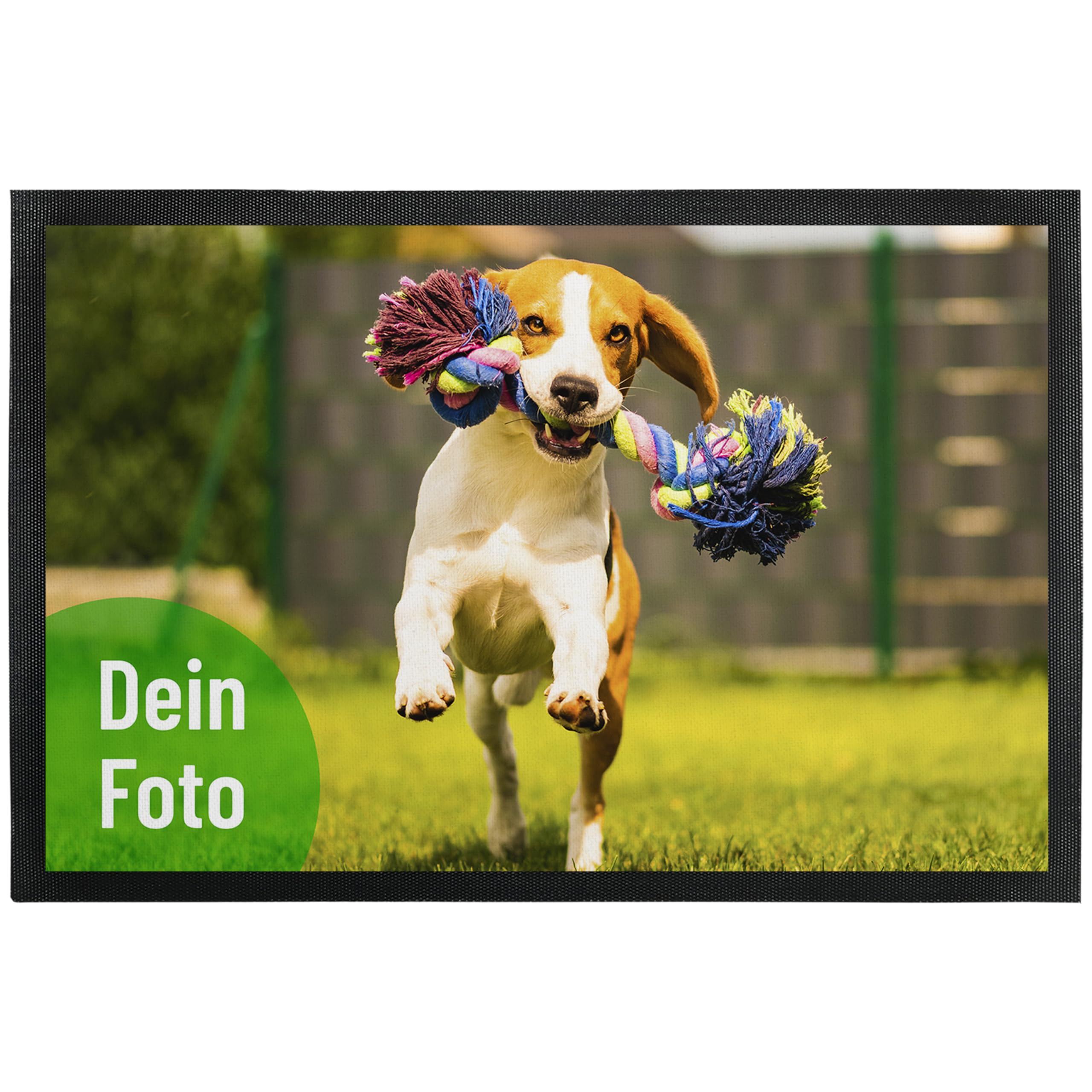Foto-Fußmatte 90x60 cm personalisiert mit eigenem Bild, Logo, Design - extra dünne Deko-Türmatte - rutschfeste Rückseite & Velours-Oberfläche - Deko-Matte für Flur & Wohnung - Geschenk zum Einzug