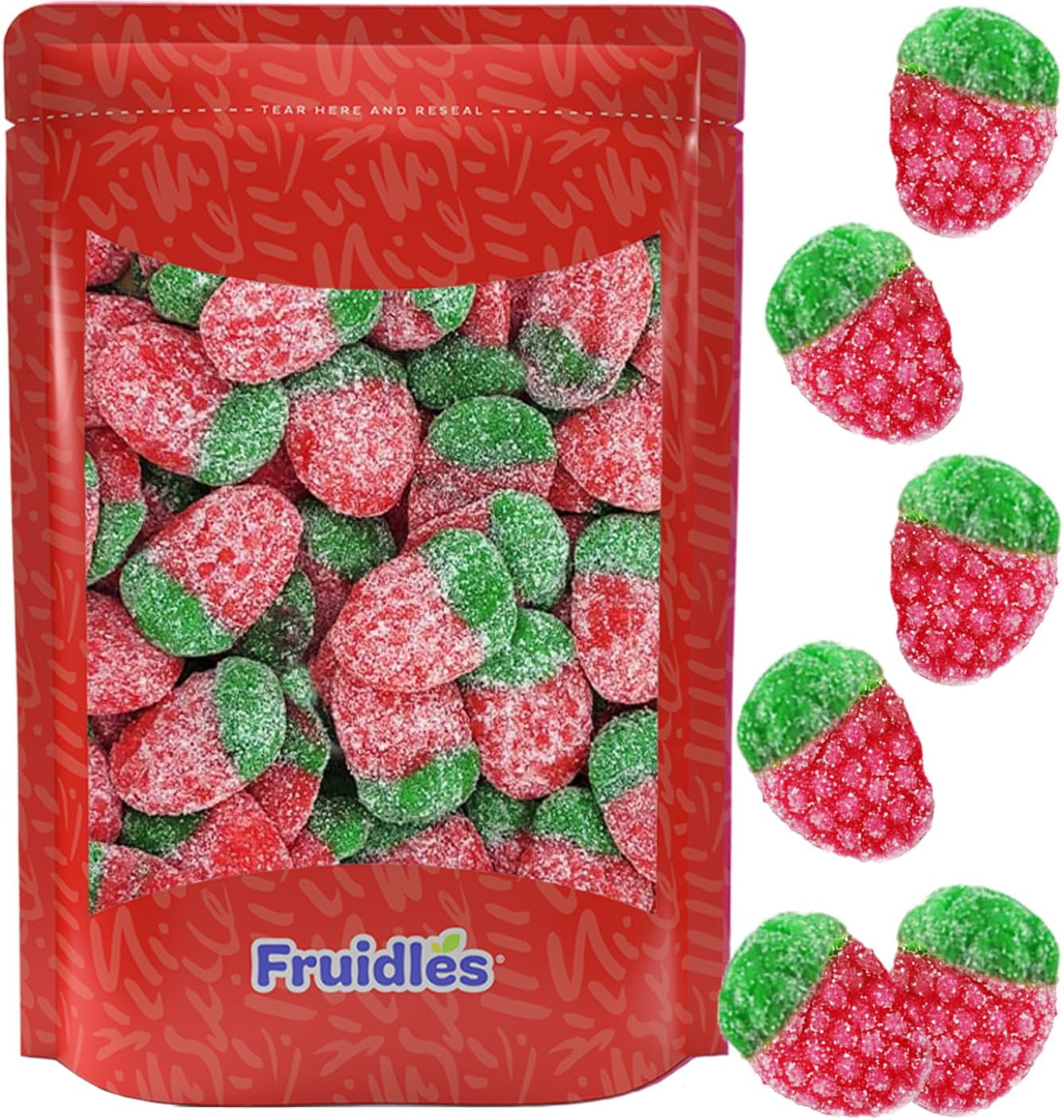 Fruidles Sour Wild Strawberry Gummy Candy, Soft Chewy Gummy Candy, Fat-Free (Half-Pound)