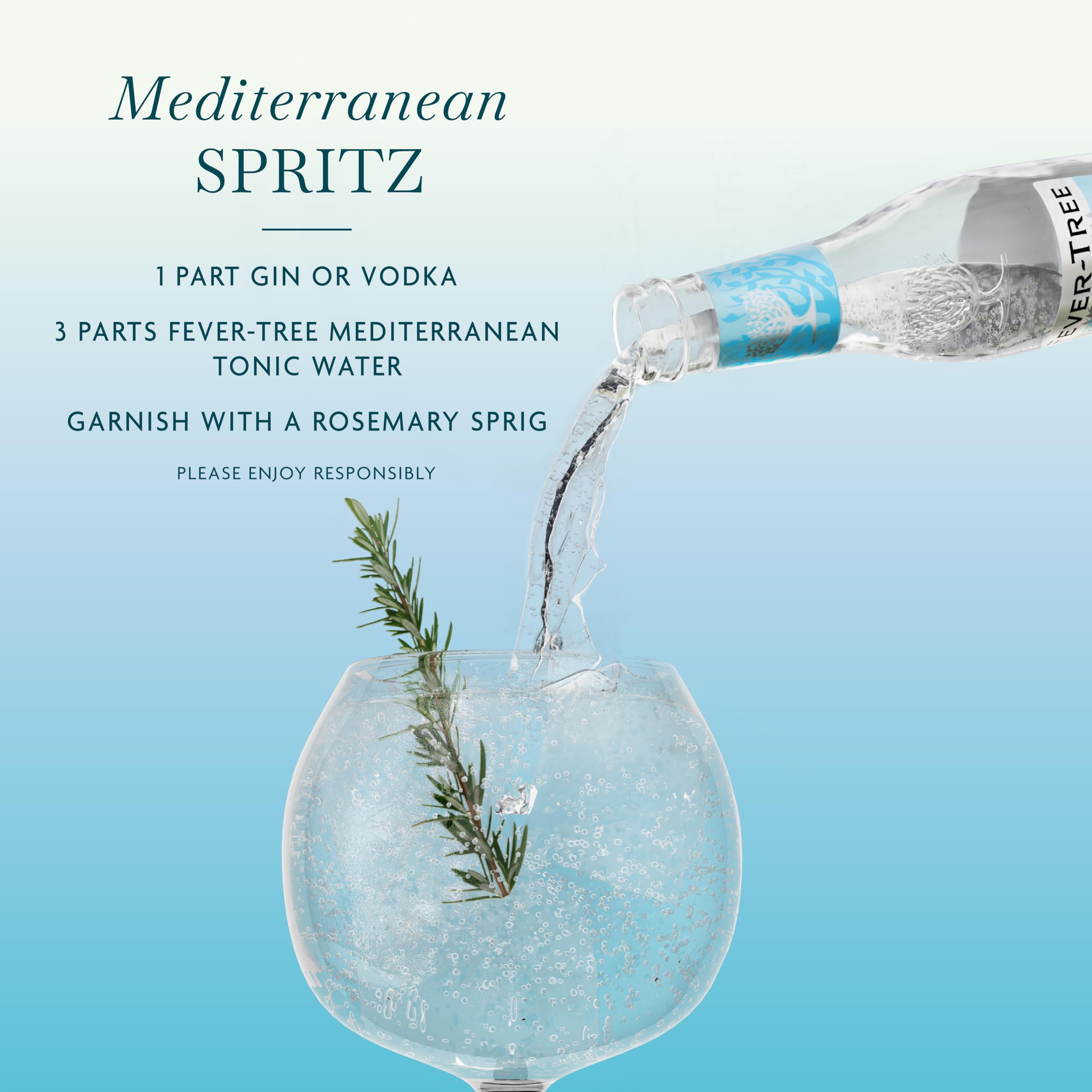 Fever-Tree Mediterranean Tonic Water – Premium Mixer for Cocktails and Mocktails, 6.8 fl oz Bottles, Pack of 24 – Naturally Sourced, Non-GMO