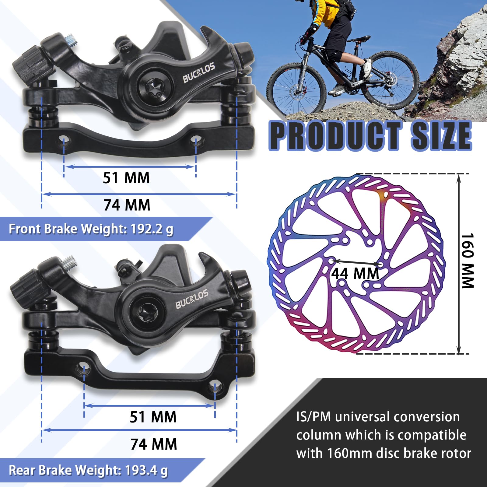 Bucklos Mtb Bike Disc Brake Kit Mechanical Disc Brakes Aluminum