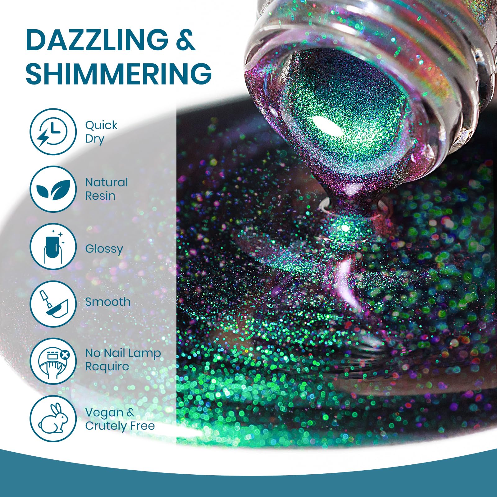 Cat Eye Nail Polish Non Gel with Magnet Quick Dry Cateye Magnetic Nail Polish for Fingernail Air Drying Fast Lacquer Manicure Gift For Women Girls 16ml, 0.54fl oz