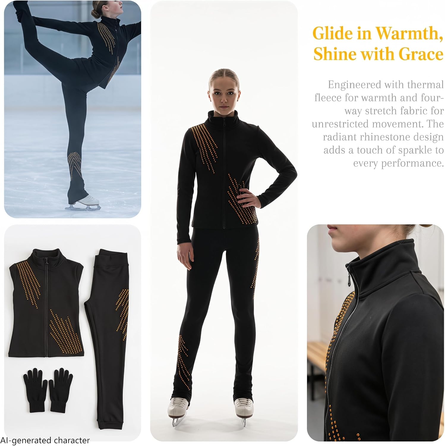 Figure Skating Training Pants Jackets Fleece for Girls Women
