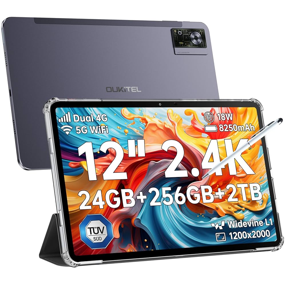 OUKITEL OT5S Android 14タブレット12インチ 5GWiFi Amazon.co.jp: OUKITEL OT5S タブレット、Android14 タブレット