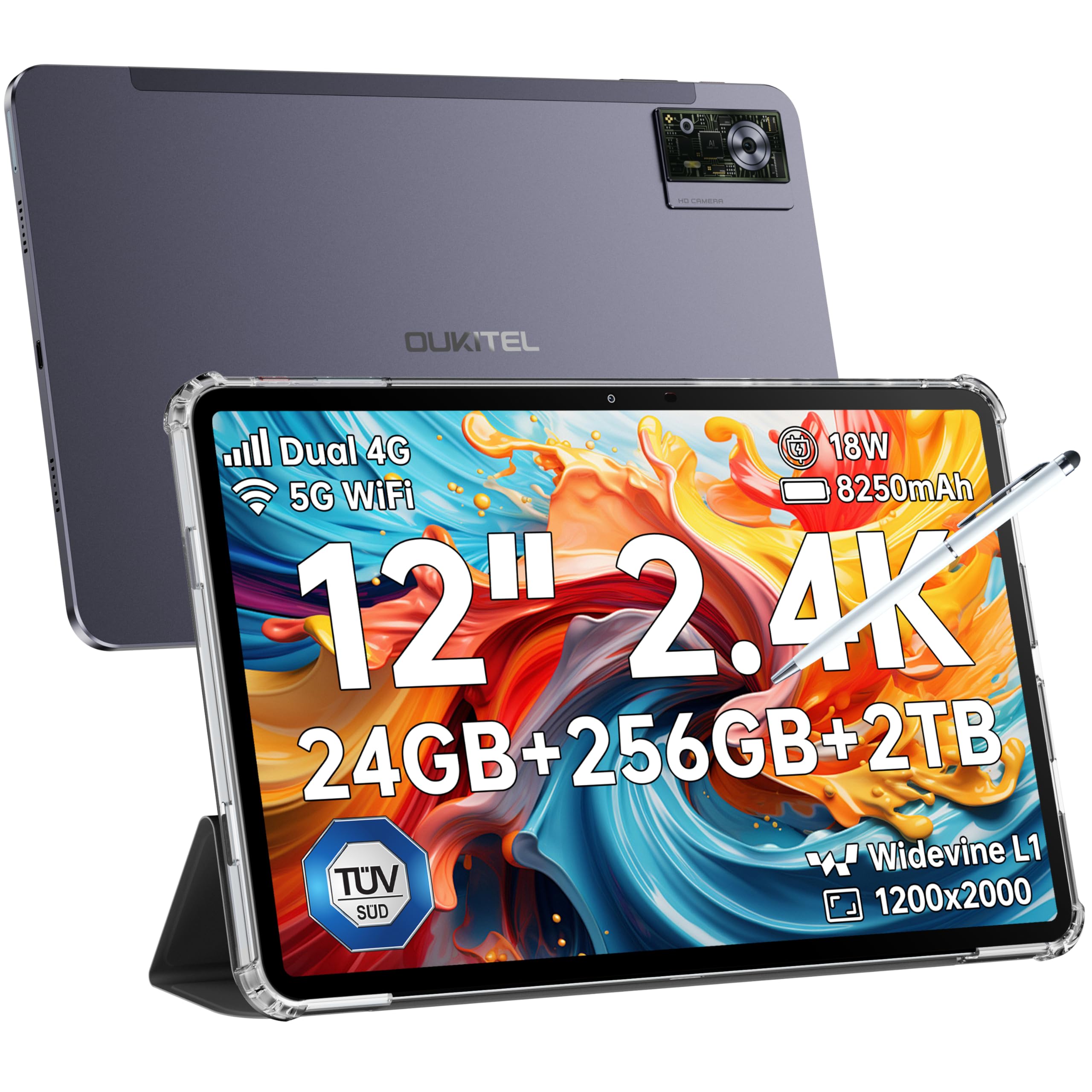 OUKITEL OT5S Android 14タブレット12インチ 5GWiFi OUKITEL OT5S Tablet 12 Inch - 2024 Android 14 Tablet 24GB
