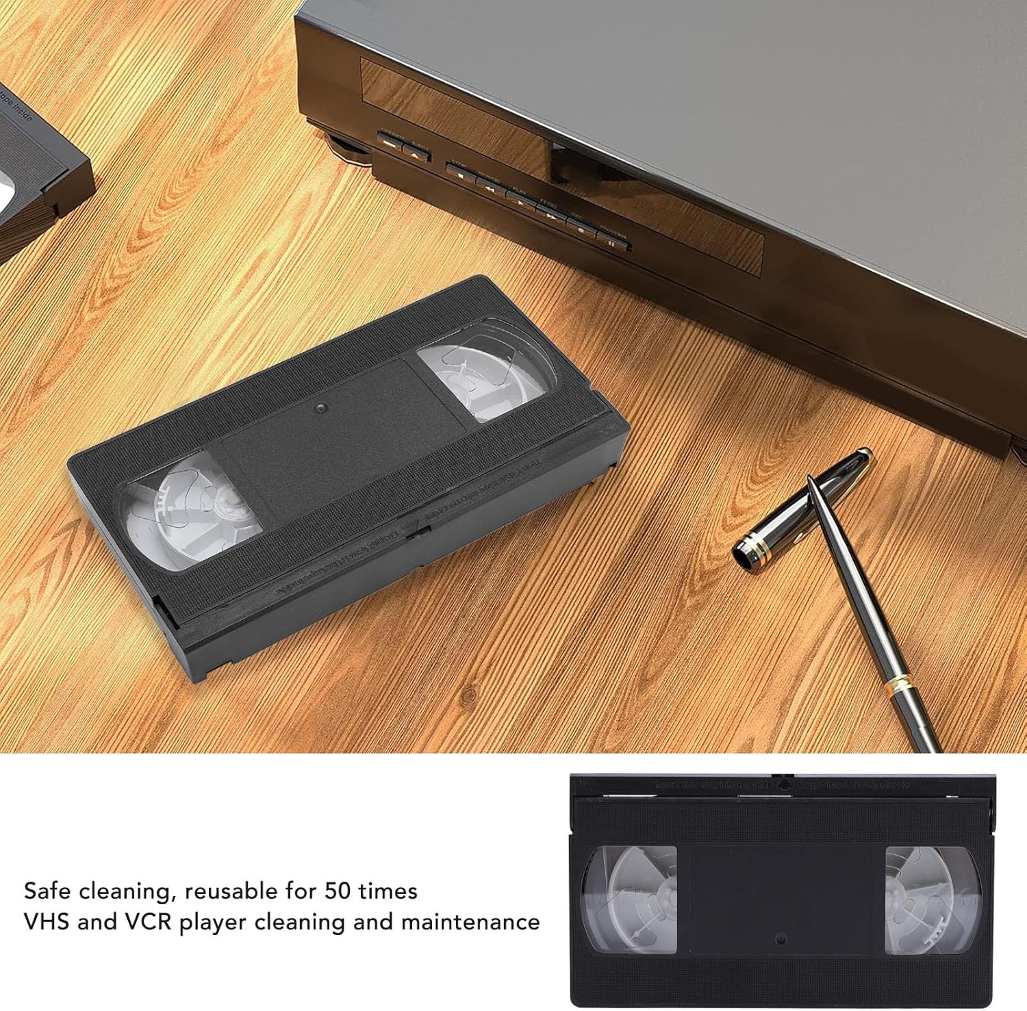 Video Head Cleaner for VHS VCR Players, VHS VCR Head Cleaner Tape Cleaning Kit, Dry Type