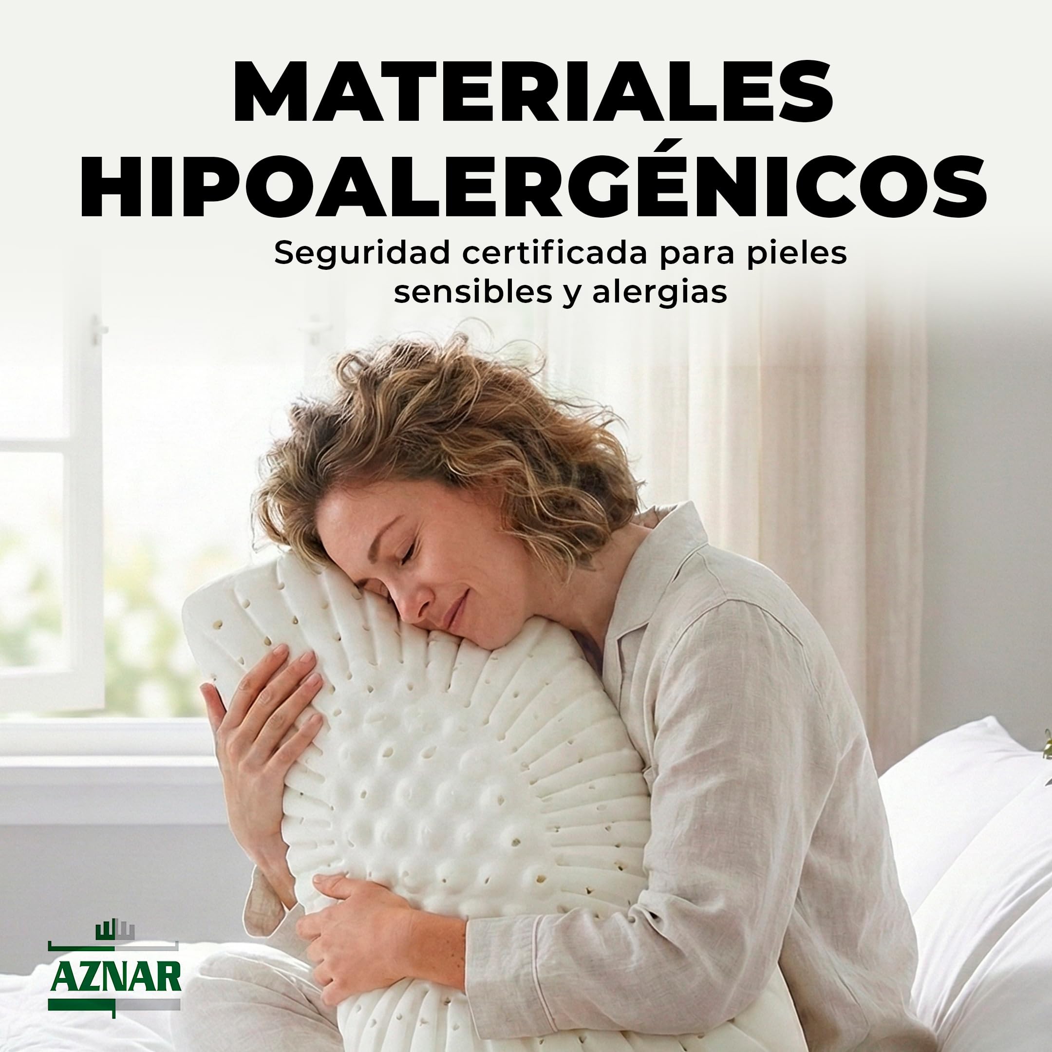 Aznar Almohada Viscoelástica 75 Cm Firmeza Medio Alta Plus High Núcleo Adaptable Soporte Cervical Higiénico Hipoalergénico Sueño Ergonómico Doble Funda Lavable Postura Correcta Descanso Confortable