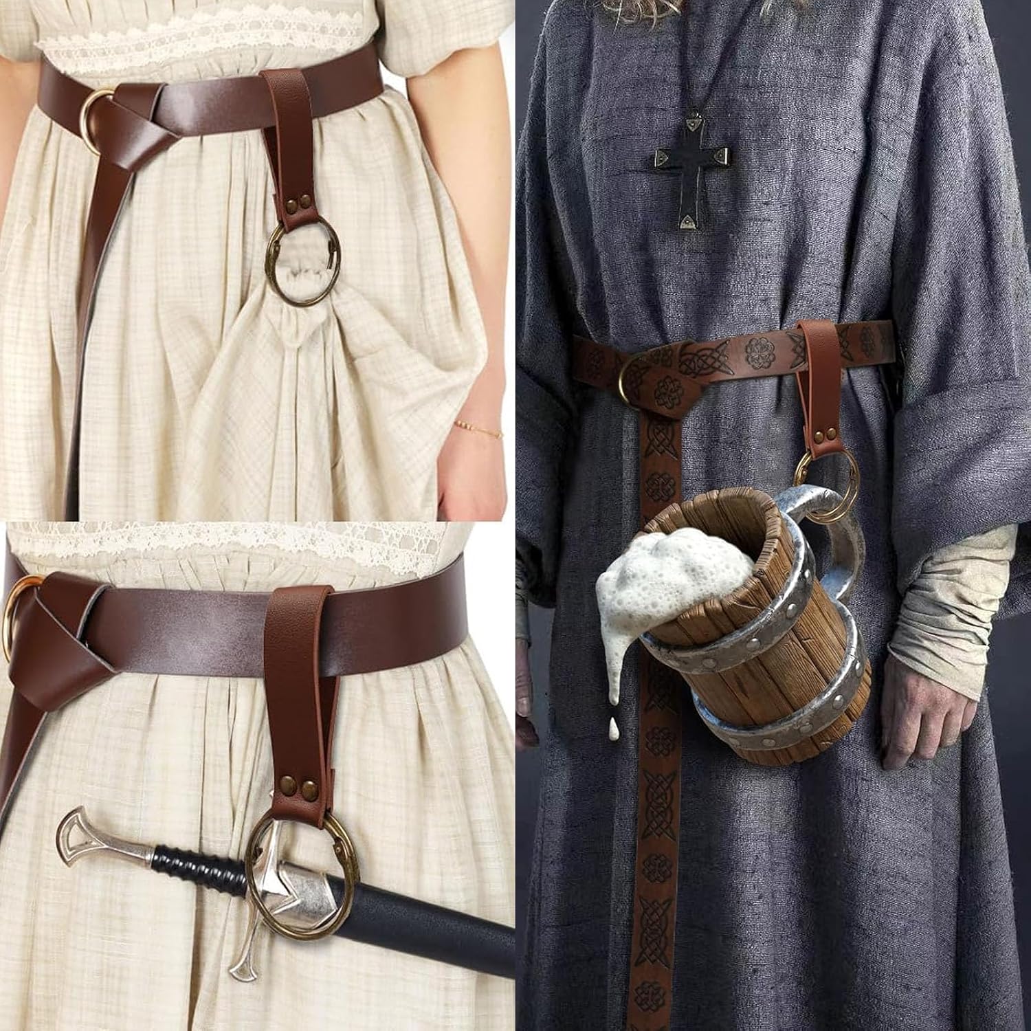 SUMGOGO Shoulder Armor Vials Witch Belt Pouch Waist Bag Retro Bracer Medieval Knight Robot Renaissance Cosplay Viking Costume