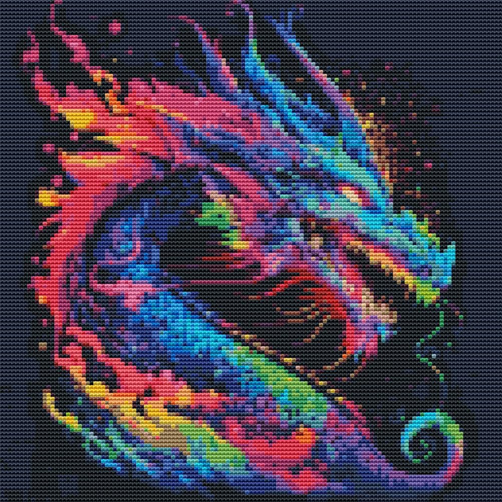 Meecaa Cross Stitch Kits 11 Count Stamped, Colorful Dragon Animal Embroidery Kit with Accessories Pre Printed (36CMx36CM) (Dragon) - Image 2