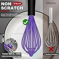 Vista 2 de Walfos Batidor, batidor para cocinar sin arañazos. Juego de 4 batidores de silicona para cocina, Wisk-11 pulgadas y batidor de globo de 7+9+11