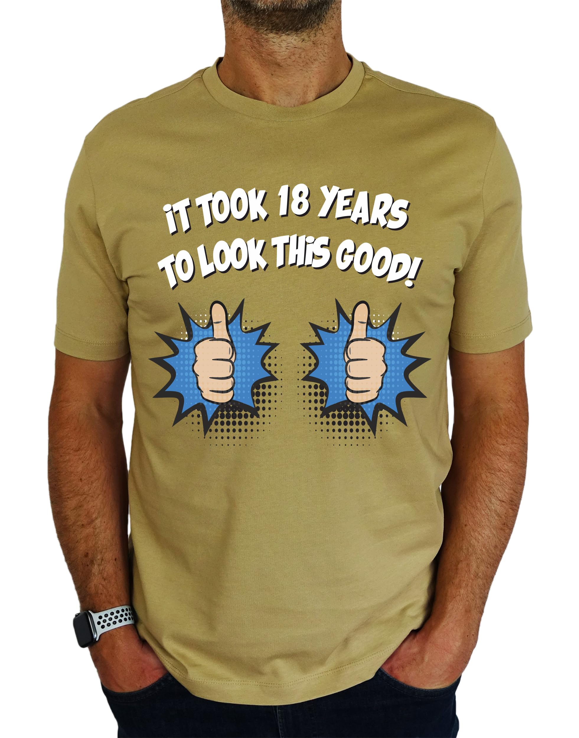 It Took 18 Years - to Look This Good! - Funny 18th Birthday Gift | Present Mens T-Shirt Desert Sand 2XL