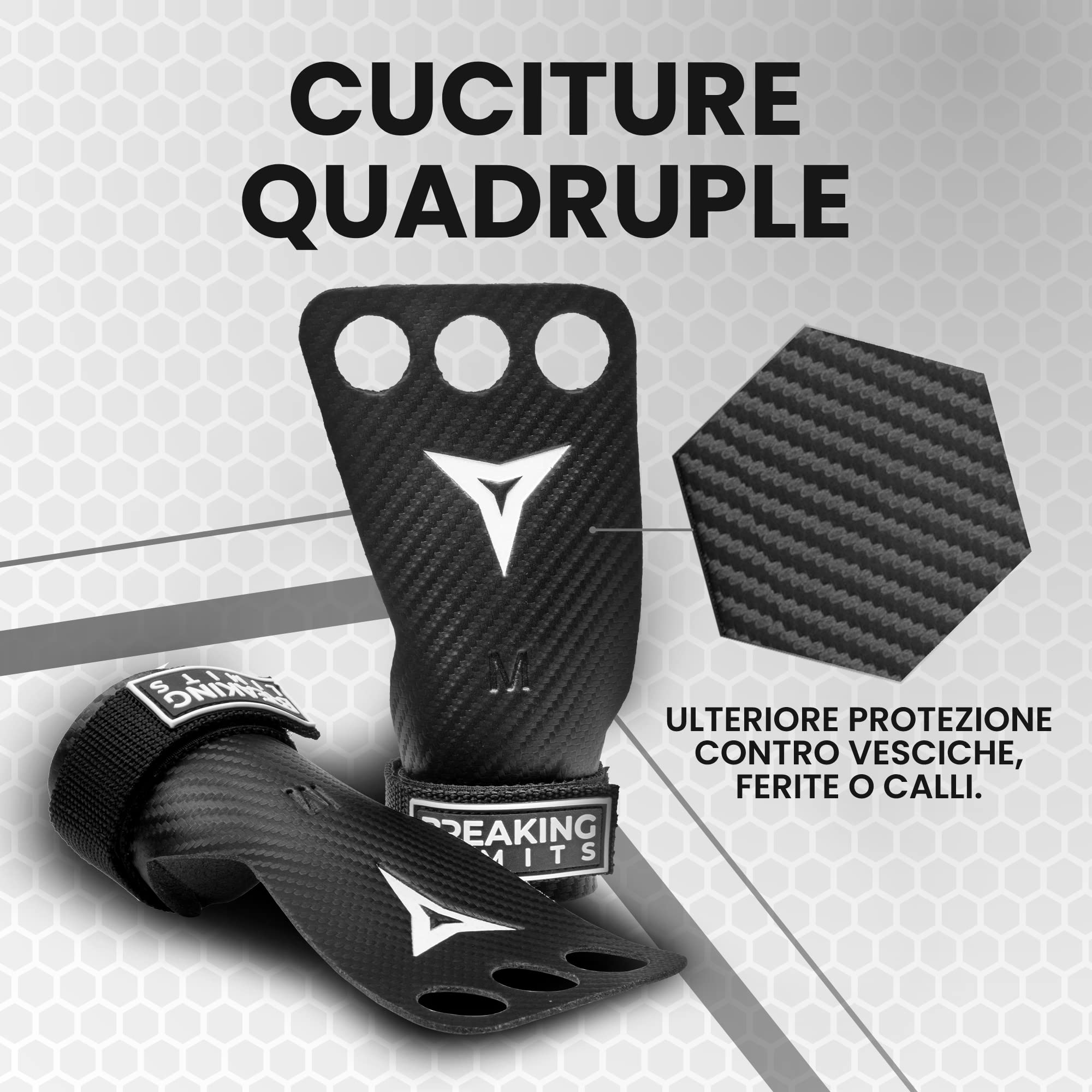 Guanti Palestra CrossFit in Microfibra di Carbonio con 3 Fori - Guanti da Allenamento per Sollevamento Pesi e Ginnastica