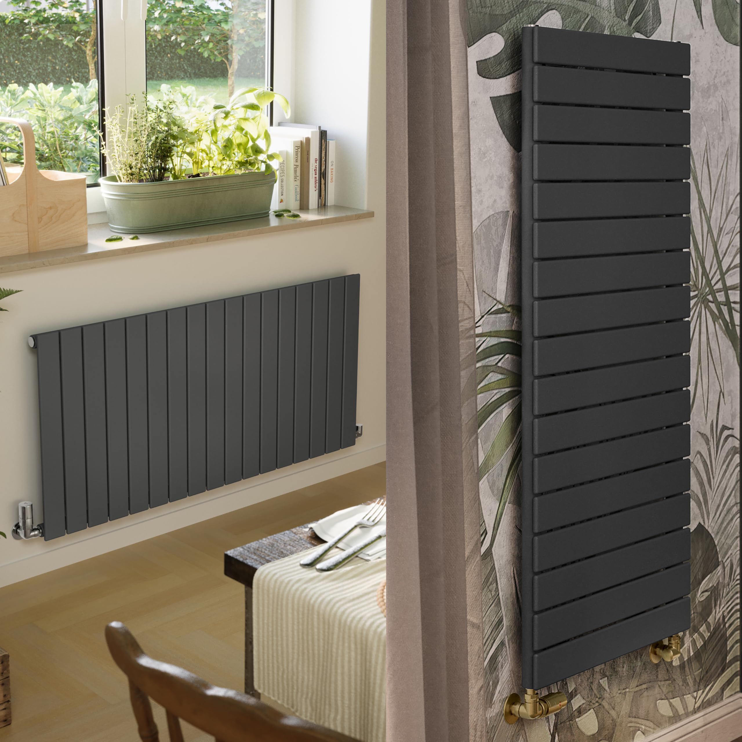 Terma Forte Single Panel Radiator - 600x1254mm - Metallic Grey - Low Carbon Mild Steel