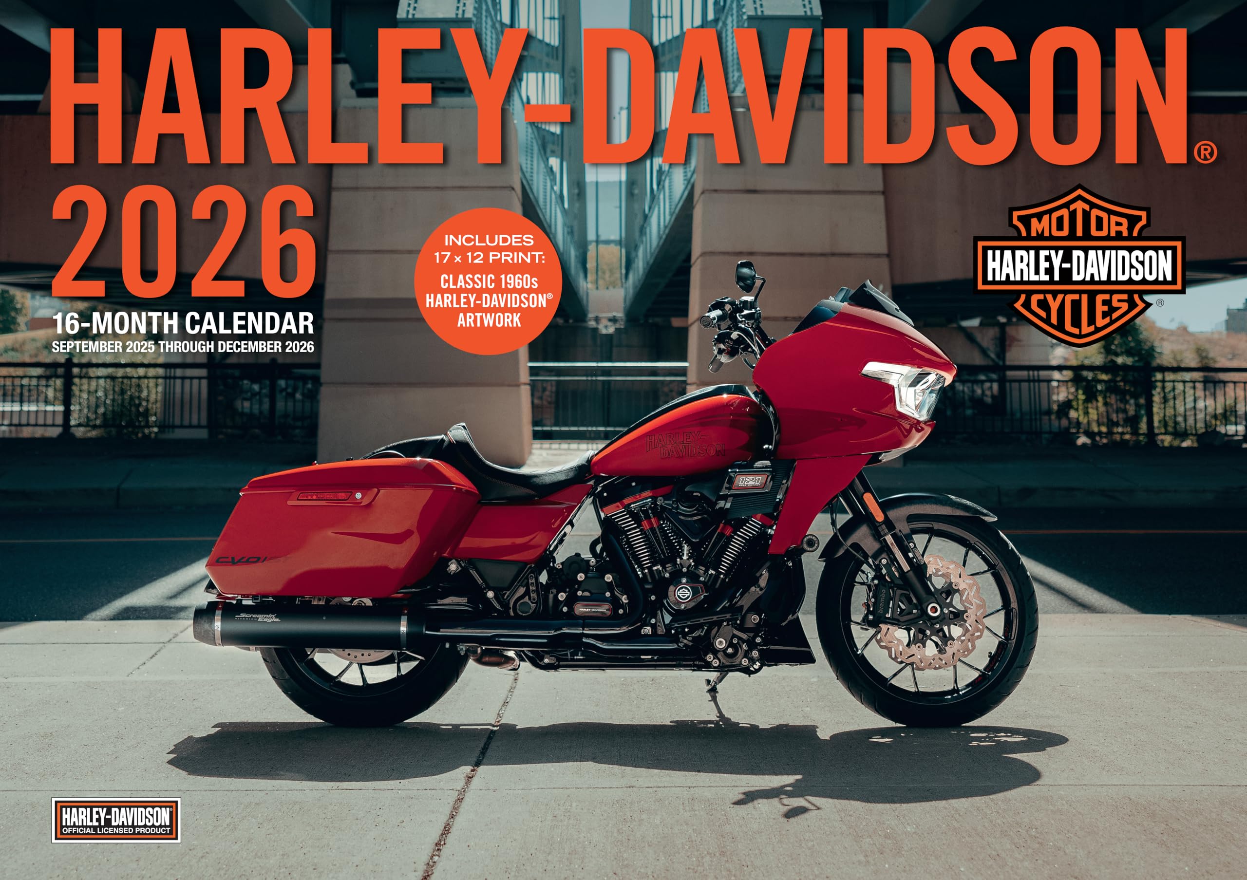 Harley-Davidson 2026 17x12: 16-Month Calendar-September 2025