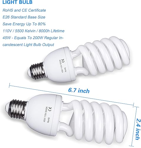 Miniatura 6 de EMART Kit de iluminación continua para telón de fondo de fotografía con abrazaderas de resorte de muselina resistente EMART